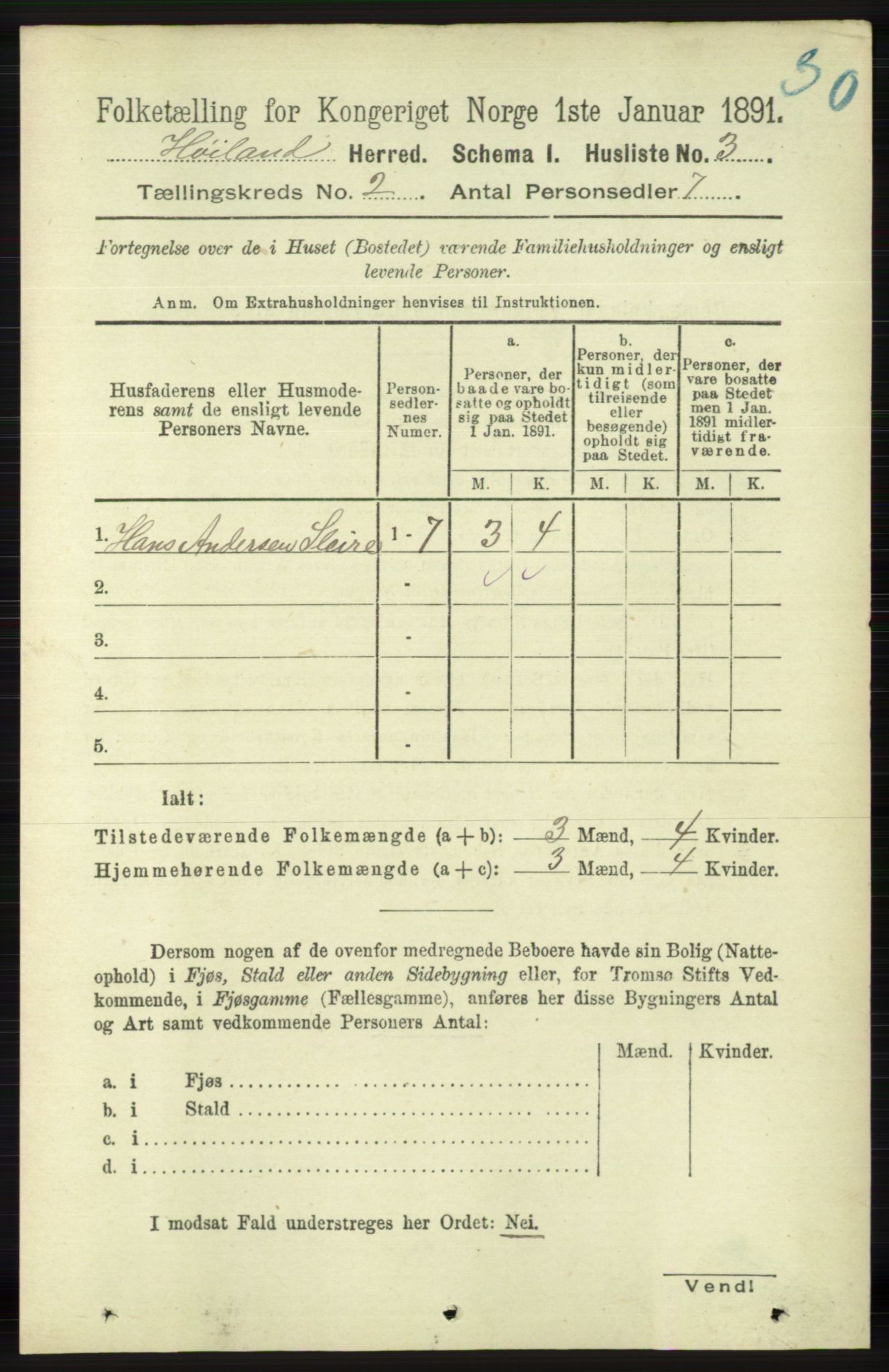 RA, 1891 census for 1123 Høyland, 1891, p. 279