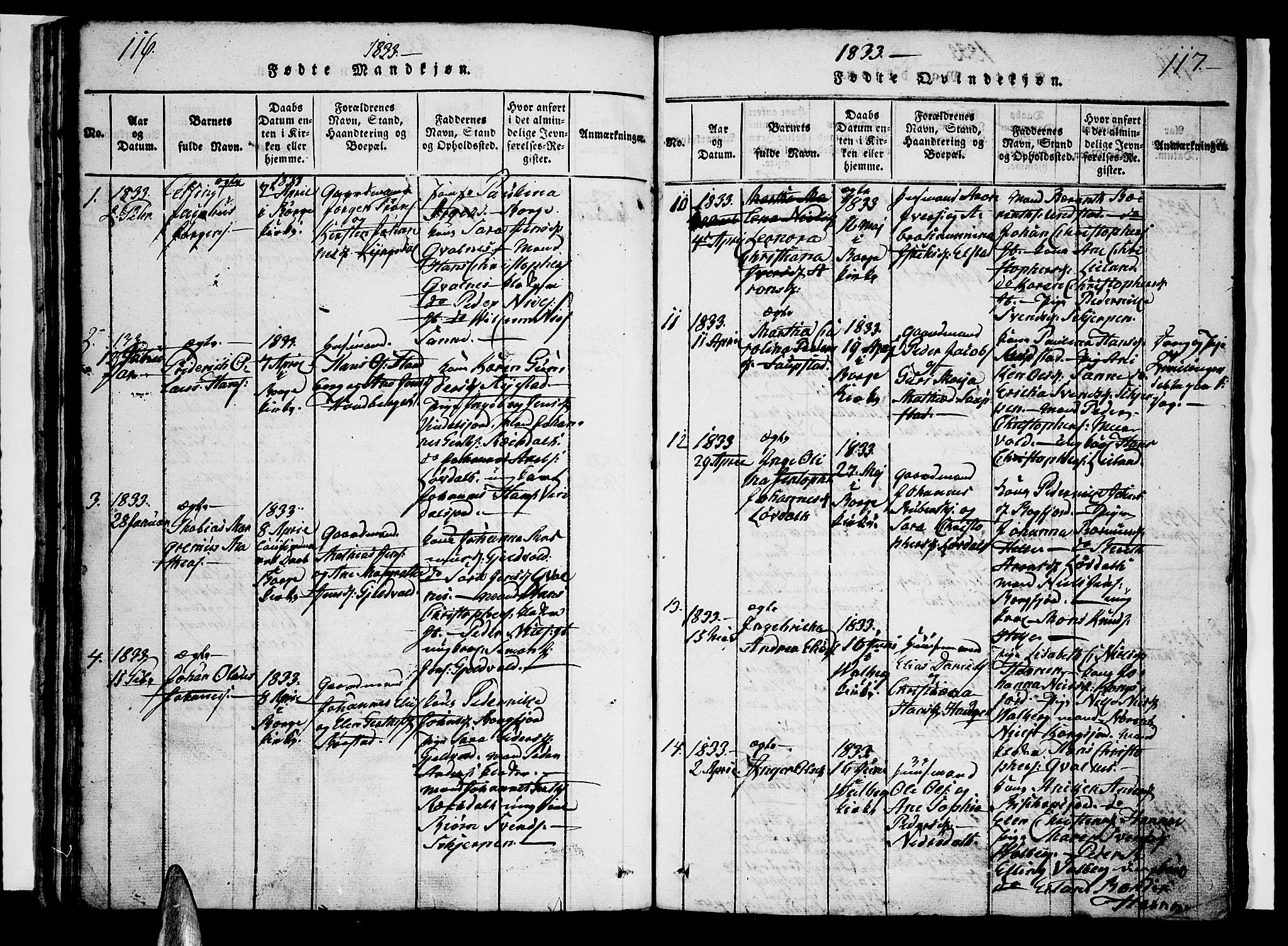 Ministerialprotokoller, klokkerbøker og fødselsregistre - Nordland, SAT/A-1459/880/L1130: Parish register (official) no. 880A04, 1821-1843, p. 116-117