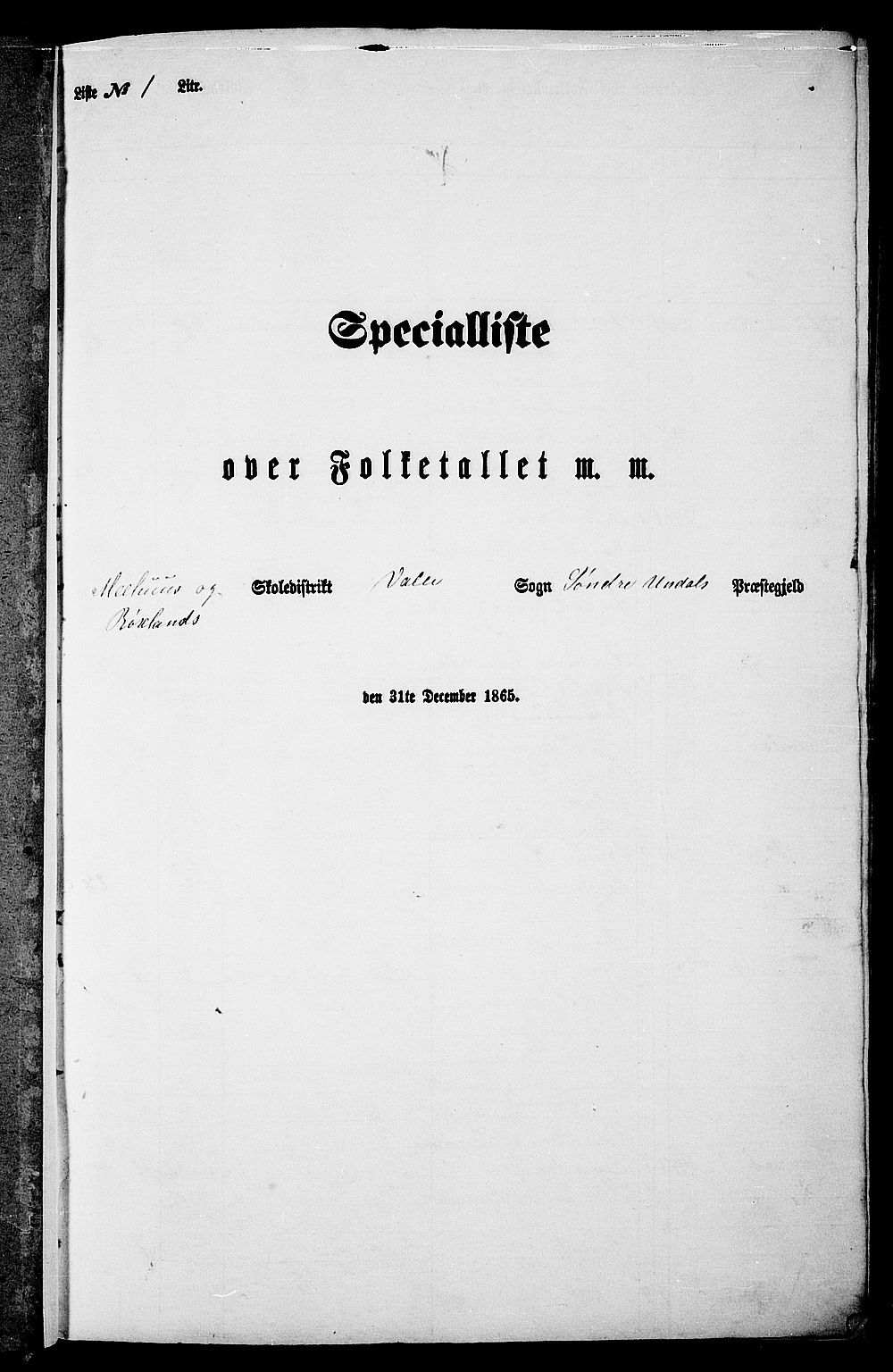 RA, 1865 census for Sør-Audnedal, 1865, p. 16