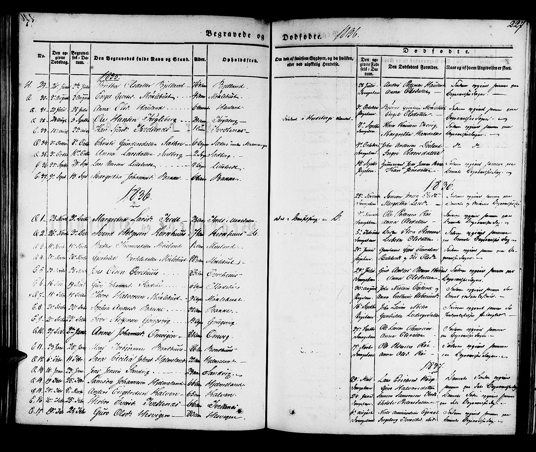 Kvinnherad sokneprestembete, SAB/A-76401/H/Haa: Parish register (official) no. A 6, 1835-1843, p. 227