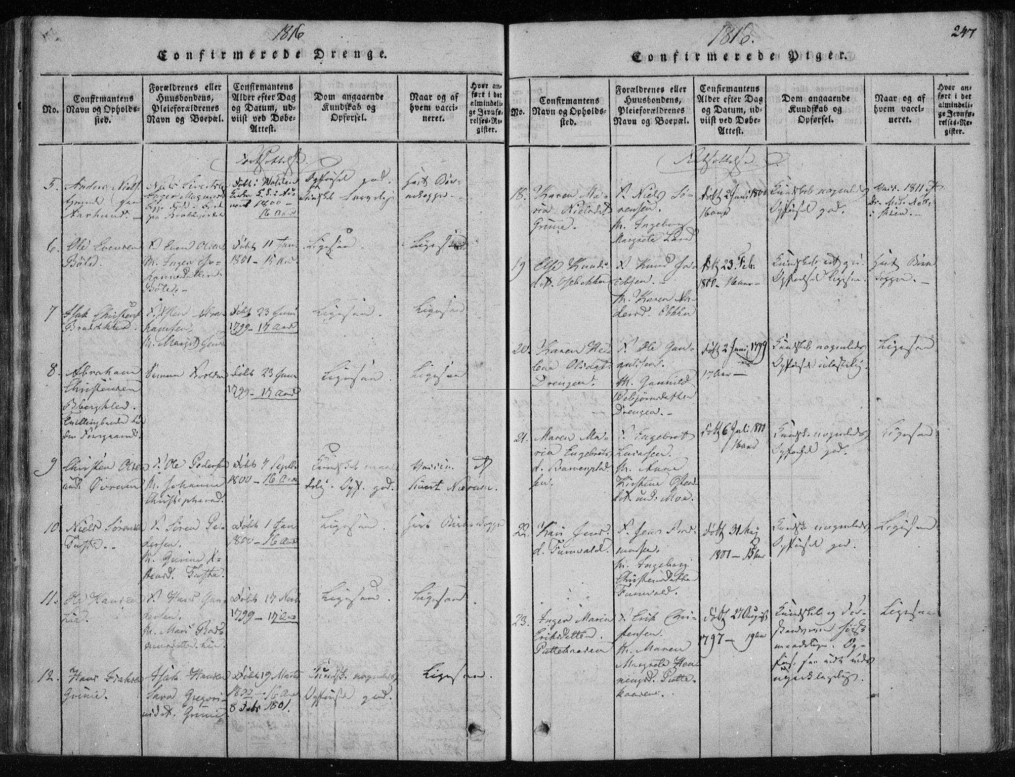 Gjerpen kirkebøker, SAKO/A-265/F/Fa/L0004: Parish register (official) no. I 4, 1814-1823, p. 247