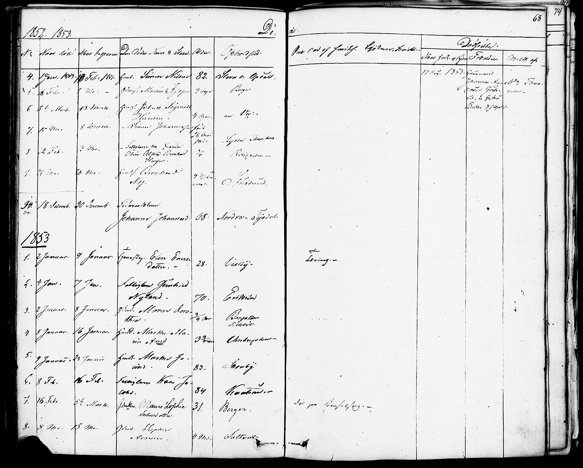 Enebakk prestekontor Kirkebøker, AV/SAO-A-10171c/F/Fa/L0013: Parish register (official) no. I 13, 1832-1882, p. 68