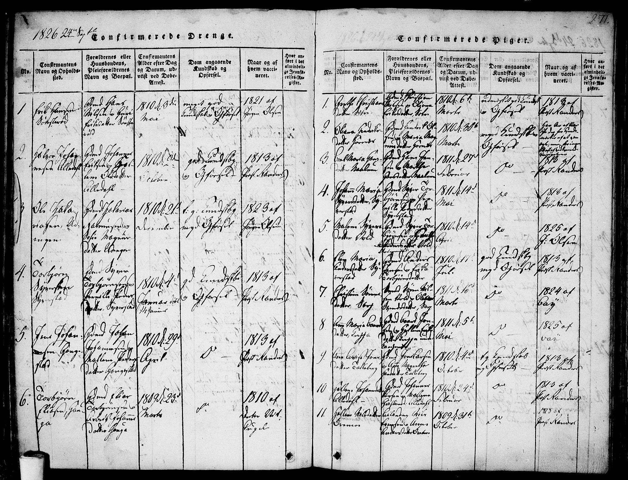 Skjeberg prestekontor Kirkebøker, SAO/A-10923/F/Fa/L0004: Parish register (official) no. I 4, 1815-1830, p. 271