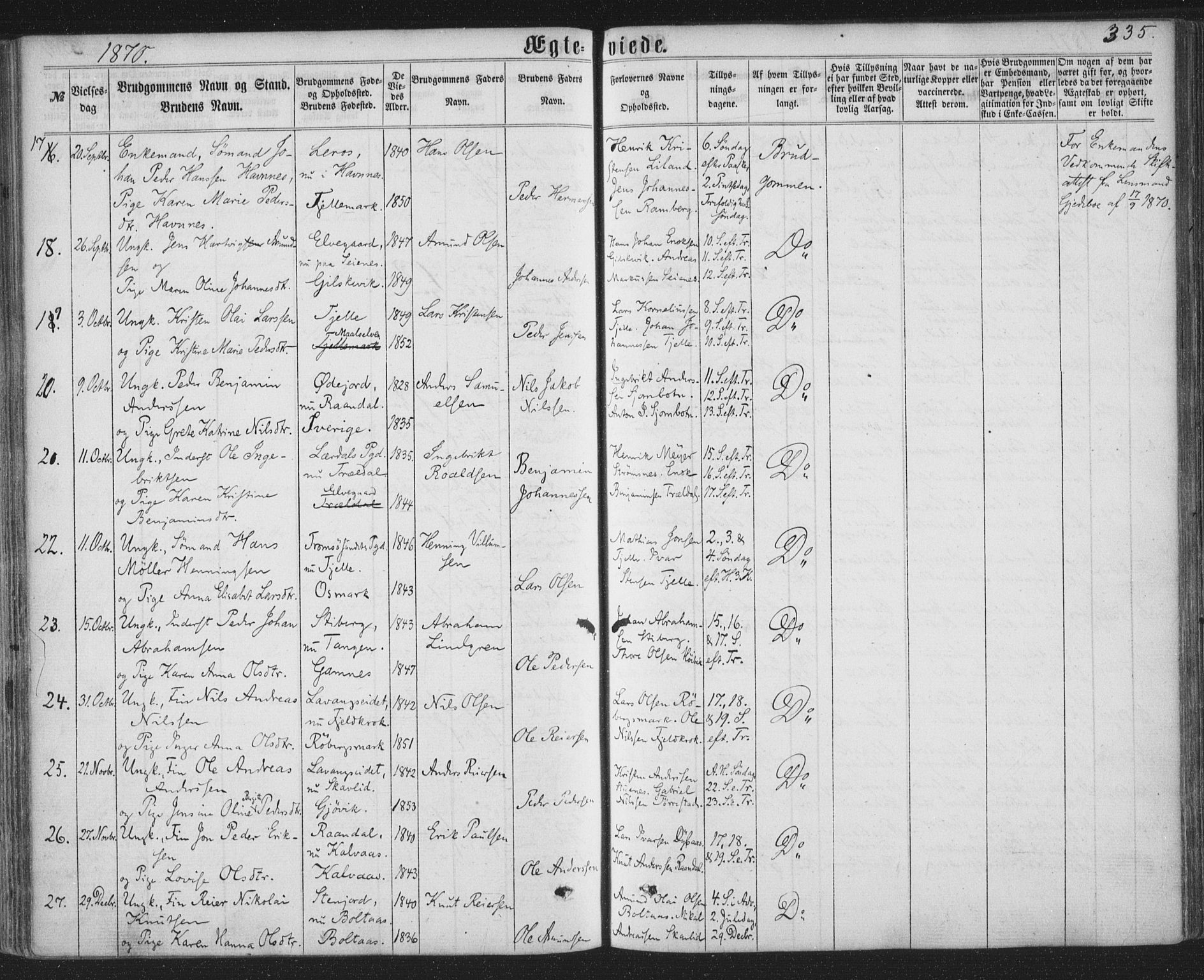 Ministerialprotokoller, klokkerbøker og fødselsregistre - Nordland, AV/SAT-A-1459/863/L0896: Parish register (official) no. 863A08, 1861-1871, p. 335