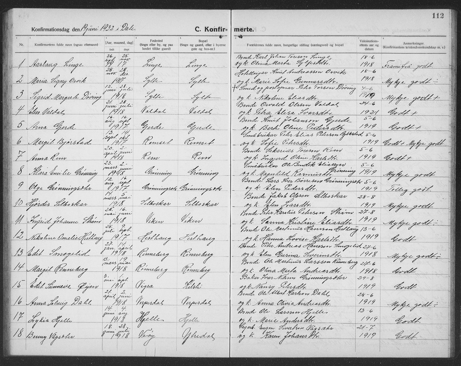 Ministerialprotokoller, klokkerbøker og fødselsregistre - Møre og Romsdal, SAT/A-1454/519/L0266: Parish register (copy) no. 519C07, 1921-1939, p. 112