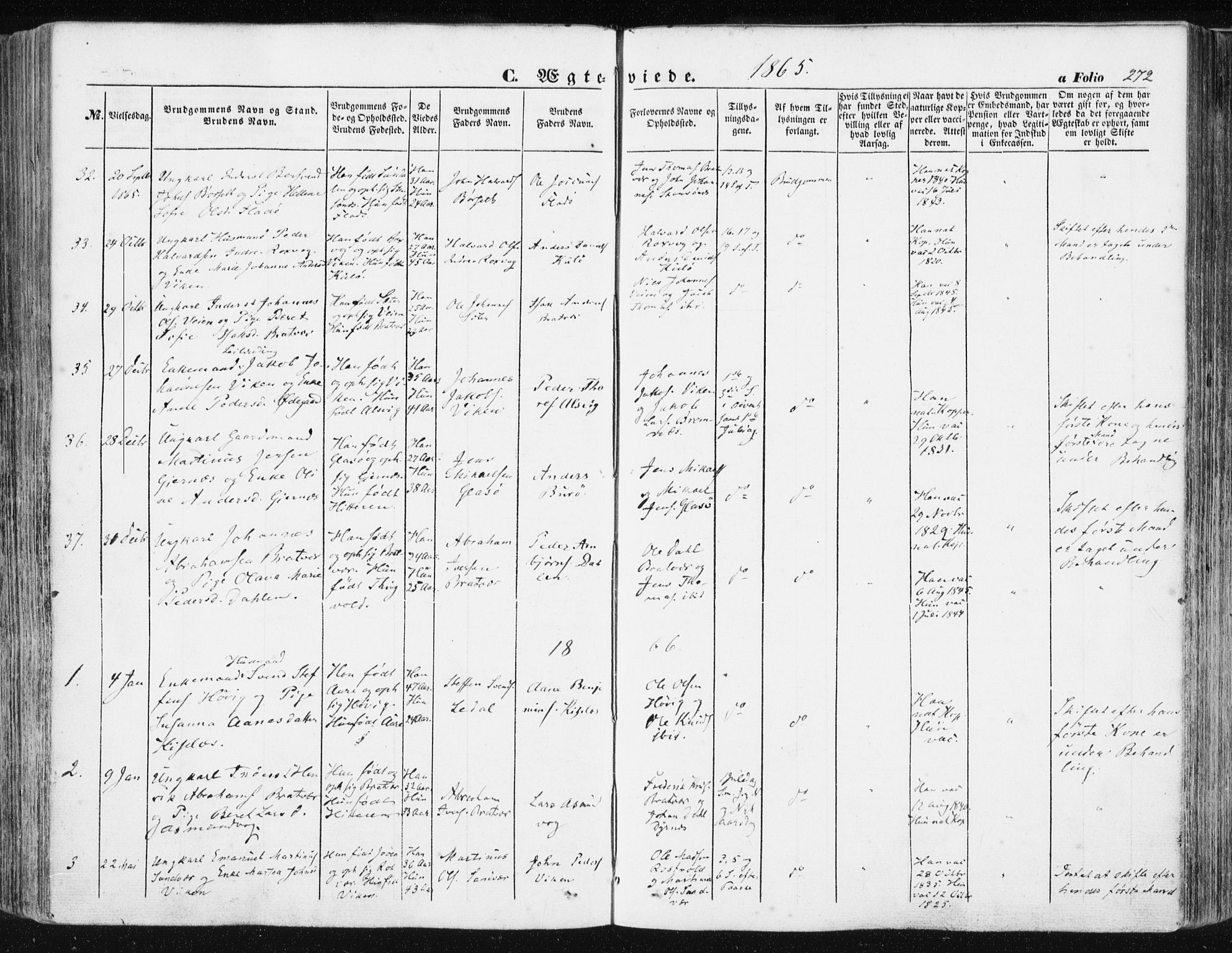 Ministerialprotokoller, klokkerbøker og fødselsregistre - Møre og Romsdal, AV/SAT-A-1454/581/L0937: Parish register (official) no. 581A05, 1853-1872, p. 272