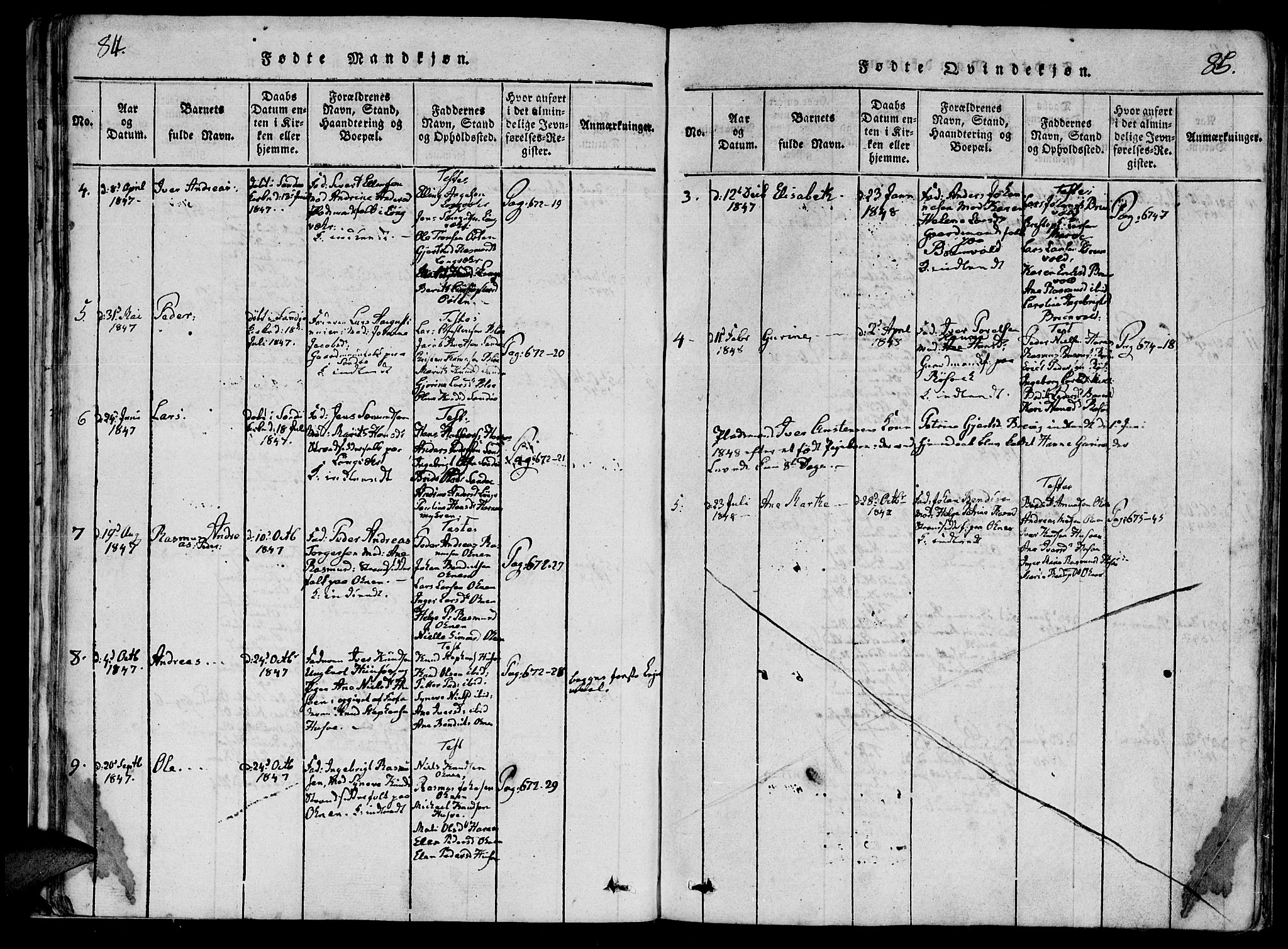 Ministerialprotokoller, klokkerbøker og fødselsregistre - Møre og Romsdal, AV/SAT-A-1454/561/L0727: Parish register (official) no. 561A01, 1817-1858, p. 84-85