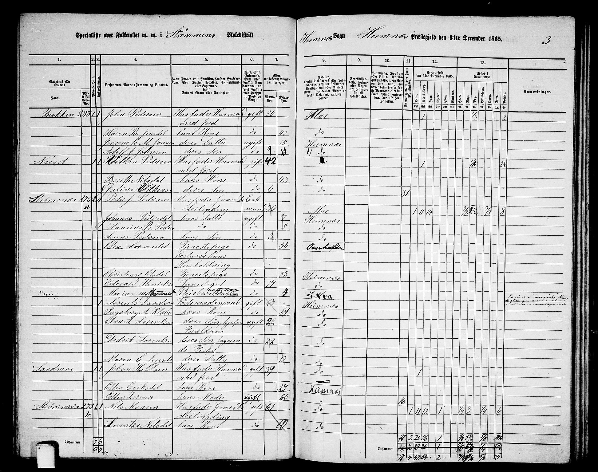 RA, 1865 census for Hemnes, 1865, p. 66