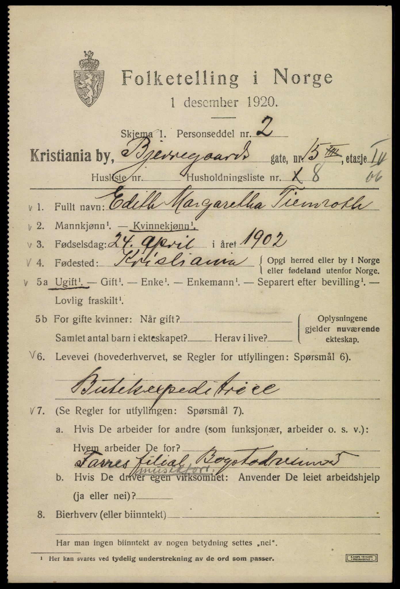 SAO, 1920 census for Kristiania, 1920, p. 159823