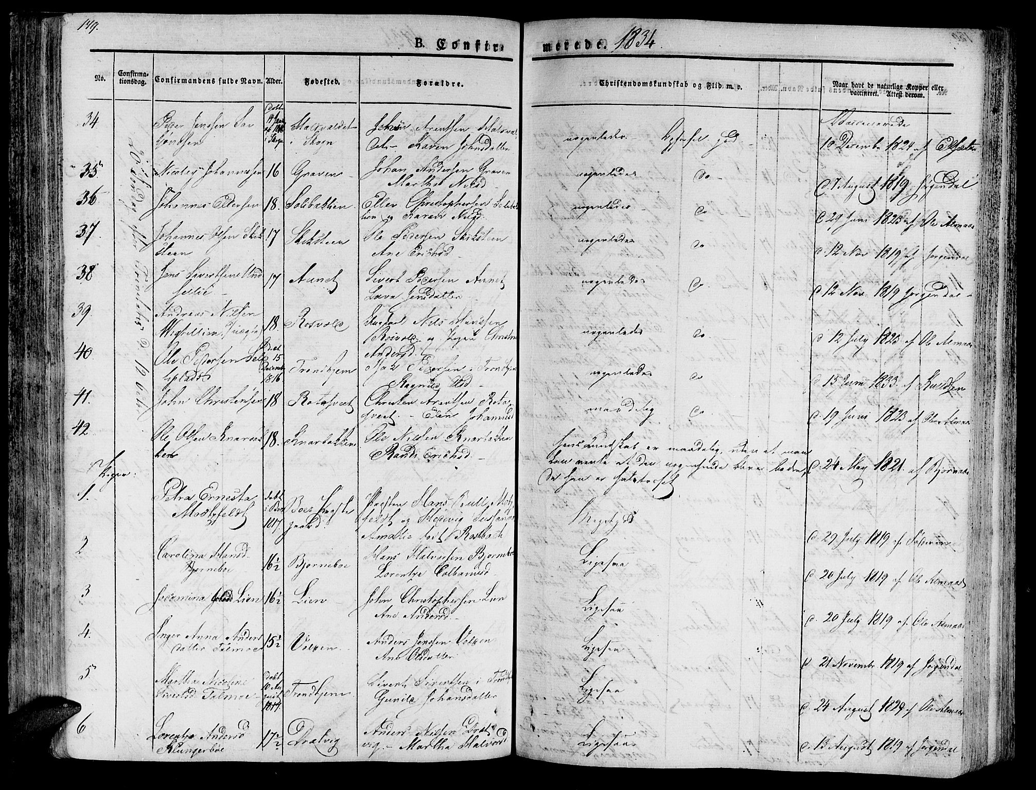 Ministerialprotokoller, klokkerbøker og fødselsregistre - Nord-Trøndelag, AV/SAT-A-1458/701/L0006: Parish register (official) no. 701A06, 1825-1841, p. 179