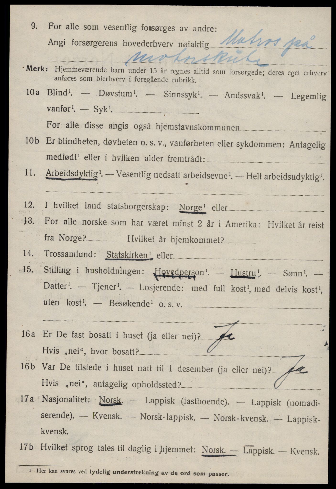 SAT, 1920 census for Jøssund, 1920, p. 1329