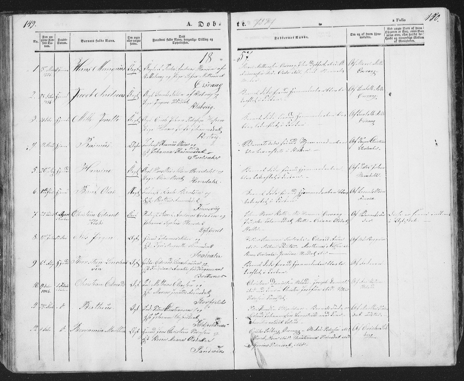 Ministerialprotokoller, klokkerbøker og fødselsregistre - Nordland, SAT/A-1459/874/L1072: Parish register (copy) no. 874C01, 1843-1859, p. 149-150