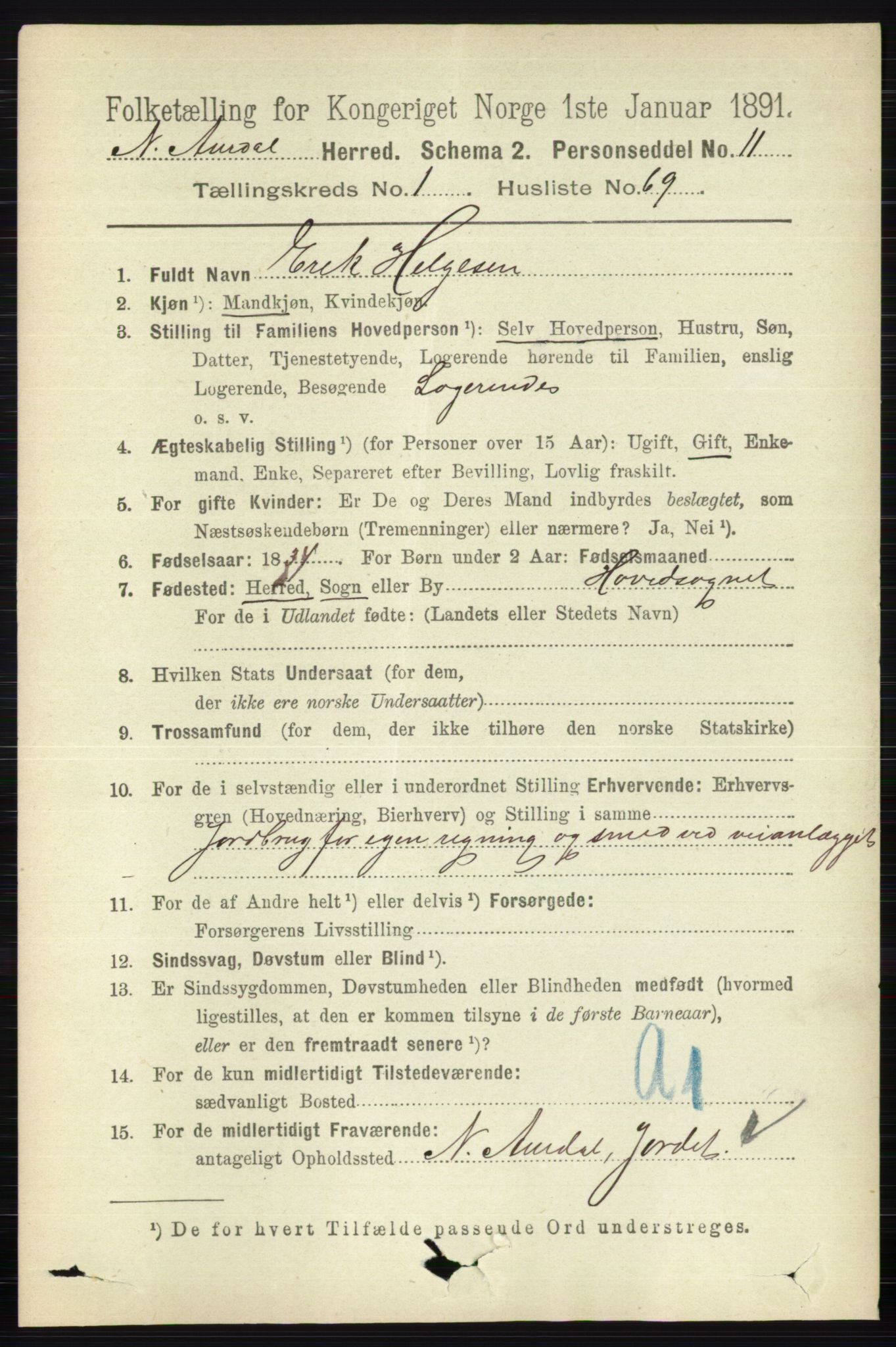 RA, 1891 census for 0542 Nord-Aurdal, 1891, p. 528