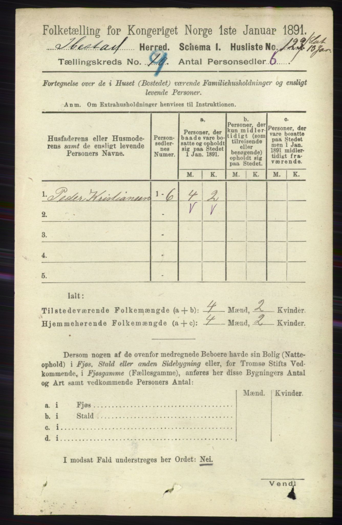 RA, 1891 census for 1917 Ibestad, 1891, p. 5974