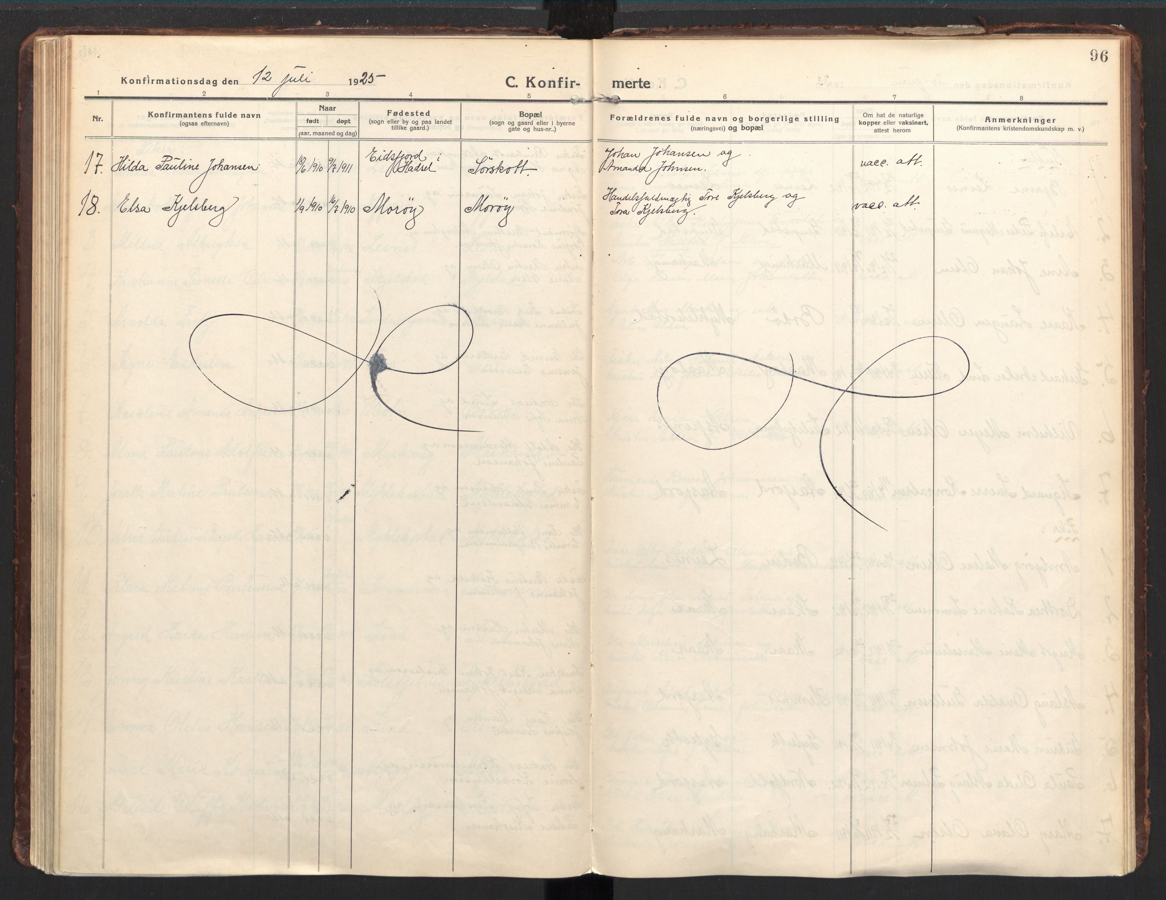 Ministerialprotokoller, klokkerbøker og fødselsregistre - Nordland, AV/SAT-A-1459/857/L0824: Parish register (official) no. 857A04, 1917-1943, p. 96