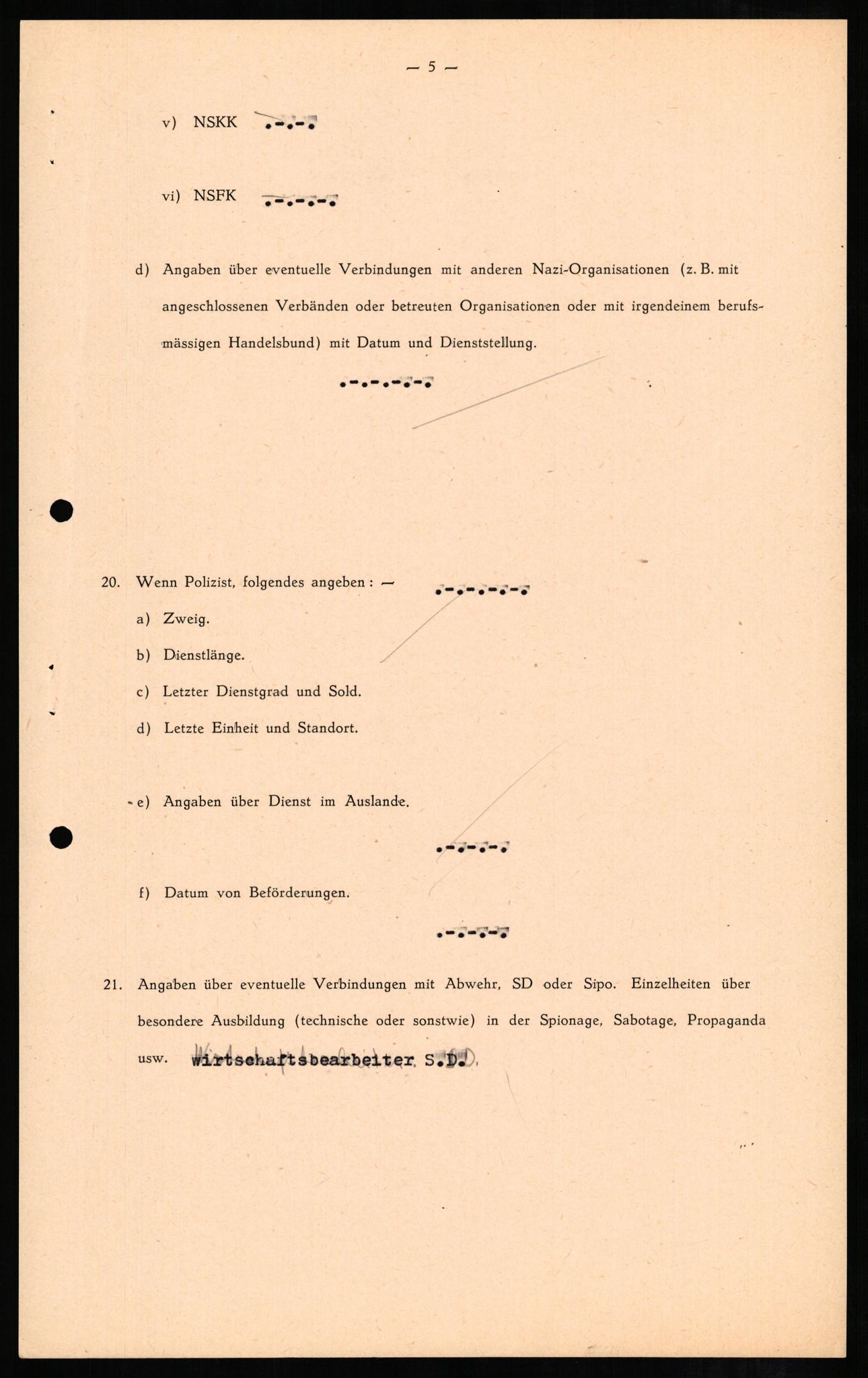 Forsvaret, Forsvarets overkommando II, AV/RA-RAFA-3915/D/Db/L0006: CI Questionaires. Tyske okkupasjonsstyrker i Norge. Tyskere., 1945-1946, p. 345