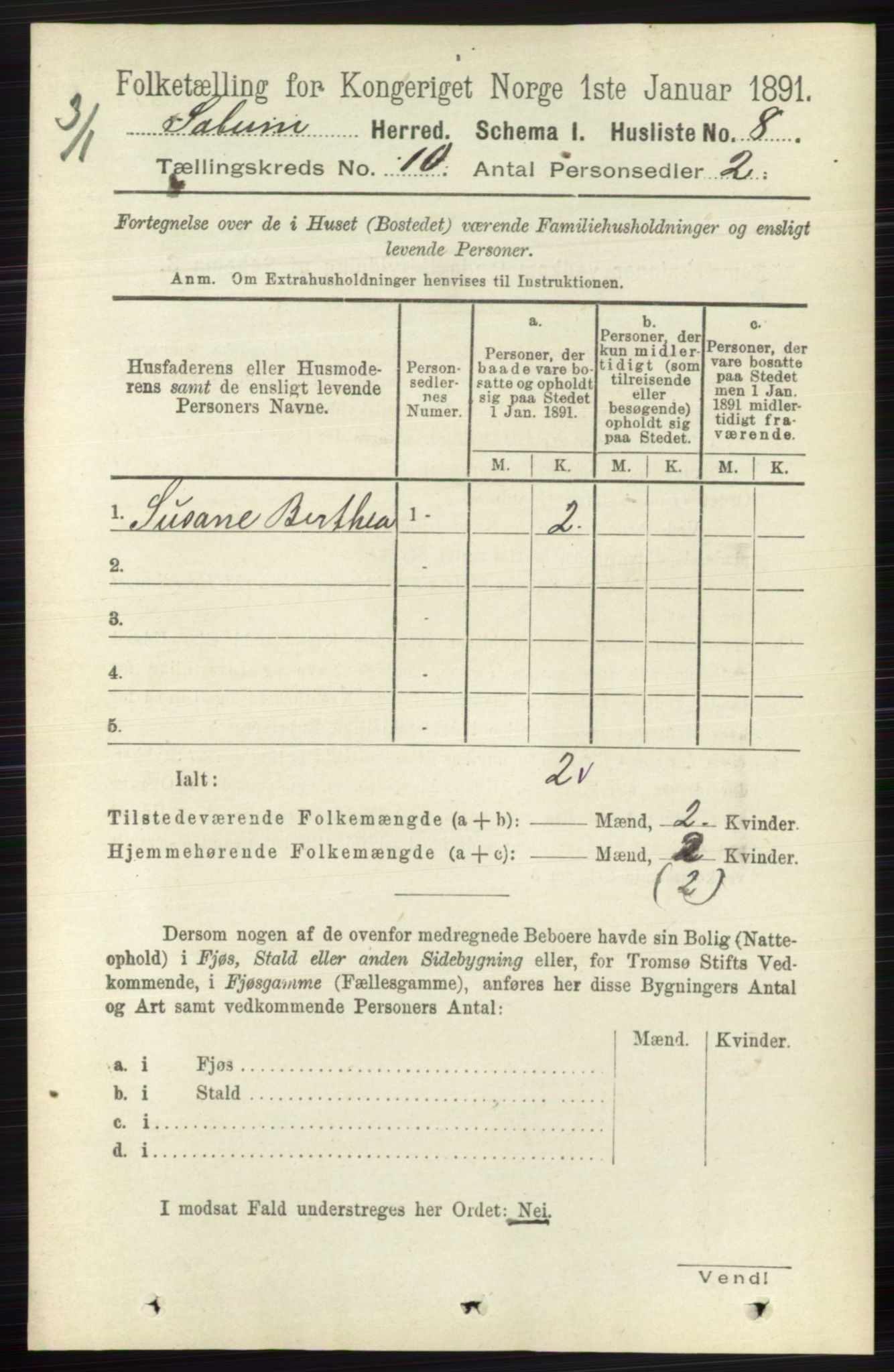 RA, 1891 census for 0818 Solum, 1891, p. 4598