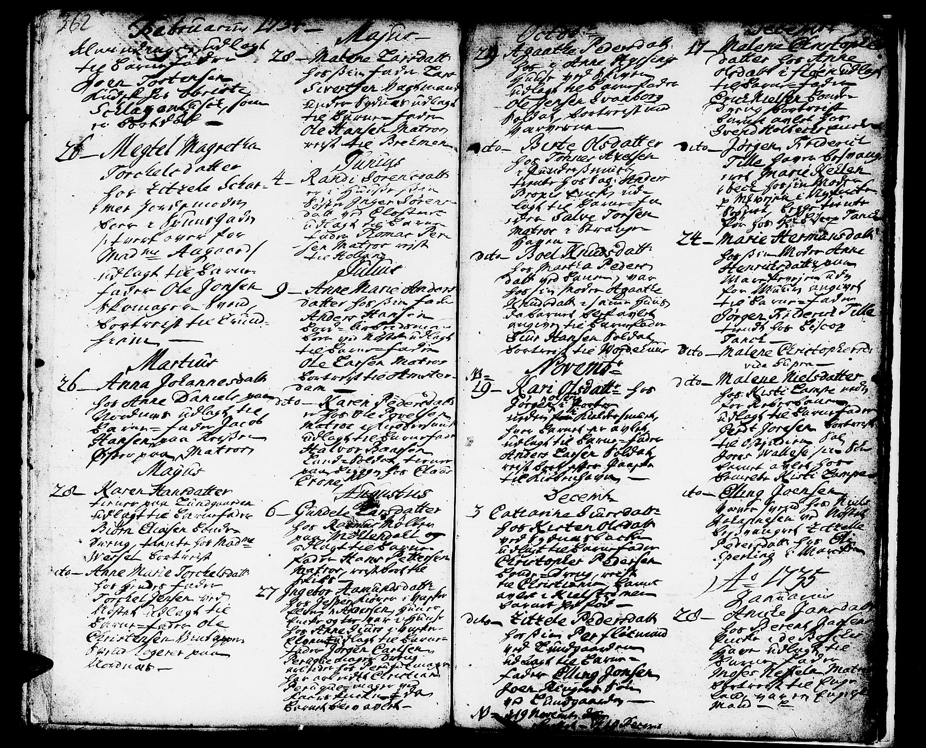 Domkirken sokneprestembete, SAB/A-74801/H/Haa/L0002: Parish register (official) no. A 2, 1733-1750, p. 362-363