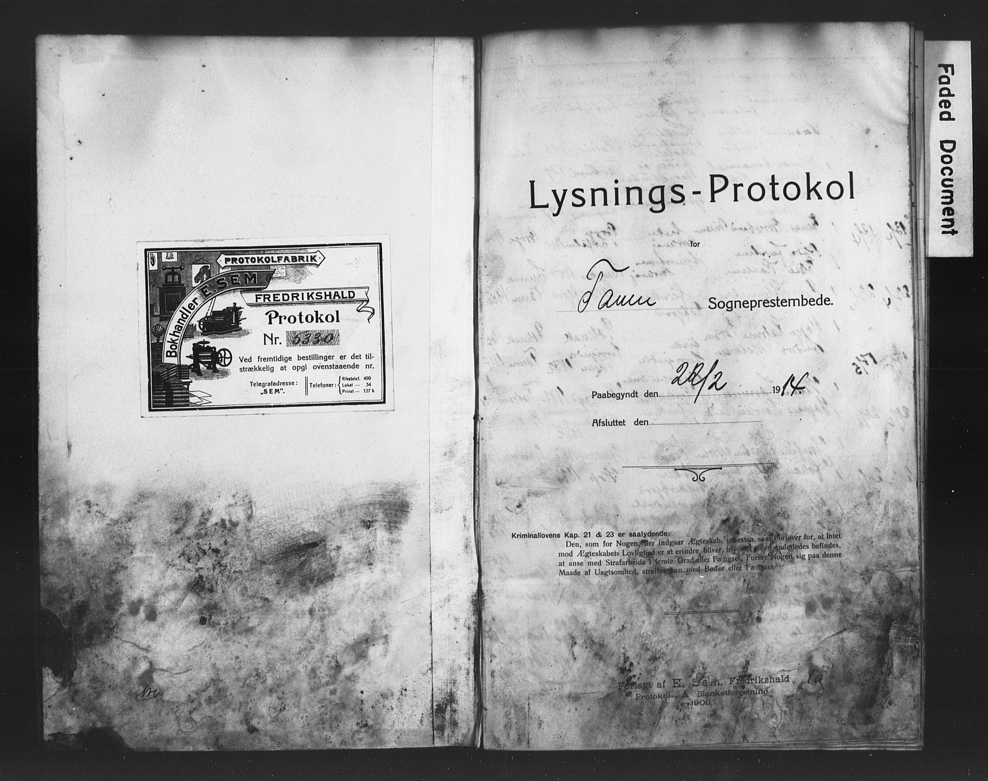 Tana sokneprestkontor, SATØ/S-1334/I/Ib/L0037/0003: Banns register no. 37.3, 1914-1917