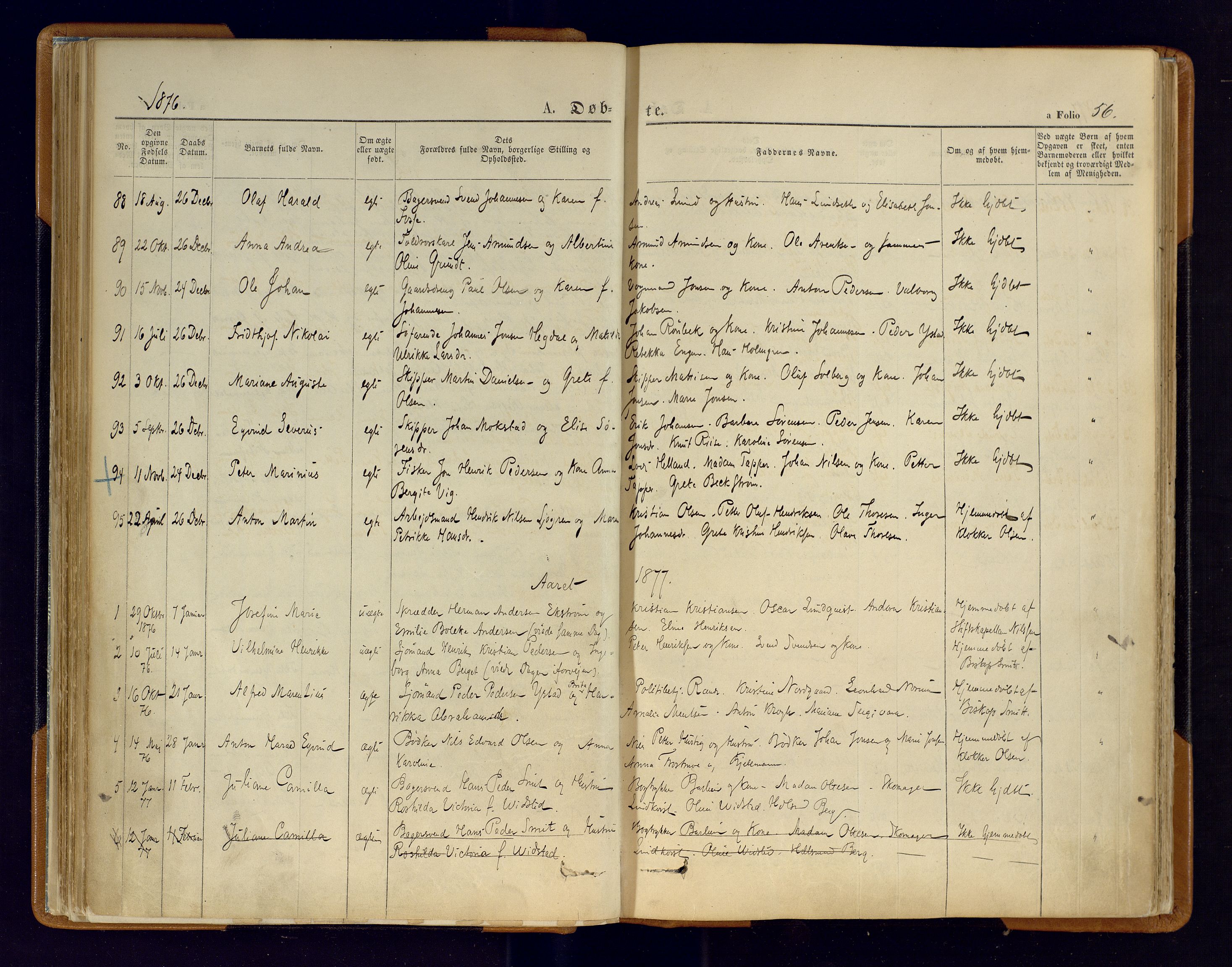 Hammerfest sokneprestkontor, SATØ/S-1347/H/Ha/L0006.kirke: Parish register (official) no. 6, 1869-1877, p. 56