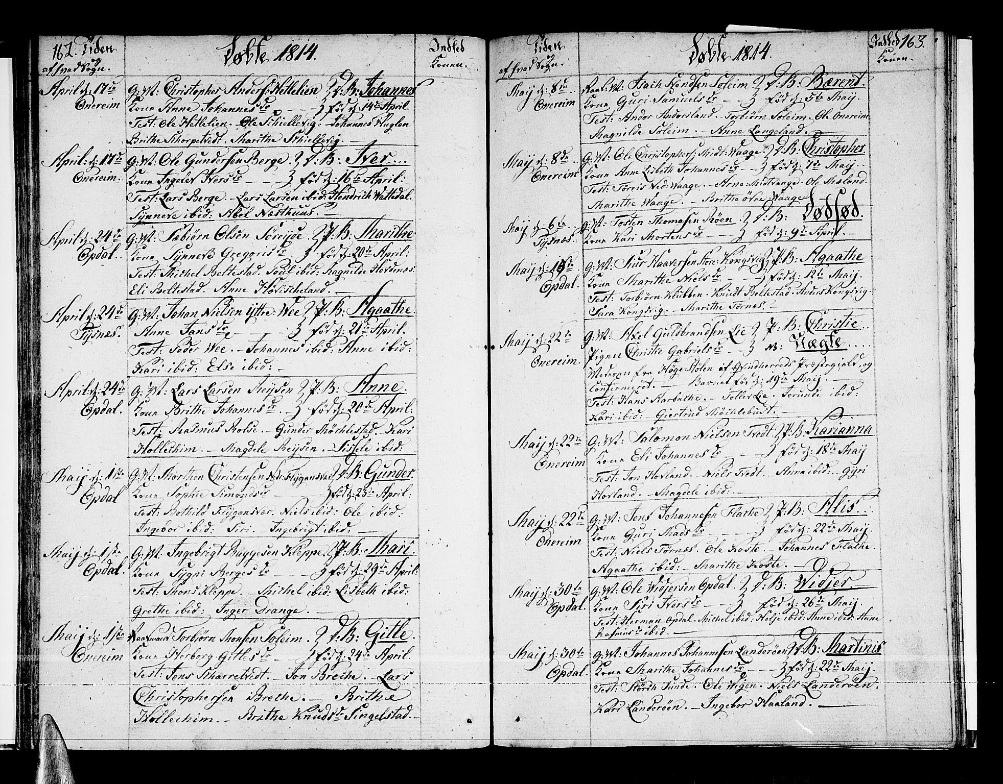 Tysnes sokneprestembete, AV/SAB-A-78601/H/Haa: Parish register (official) no. A 6, 1804-1816, p. 162-163