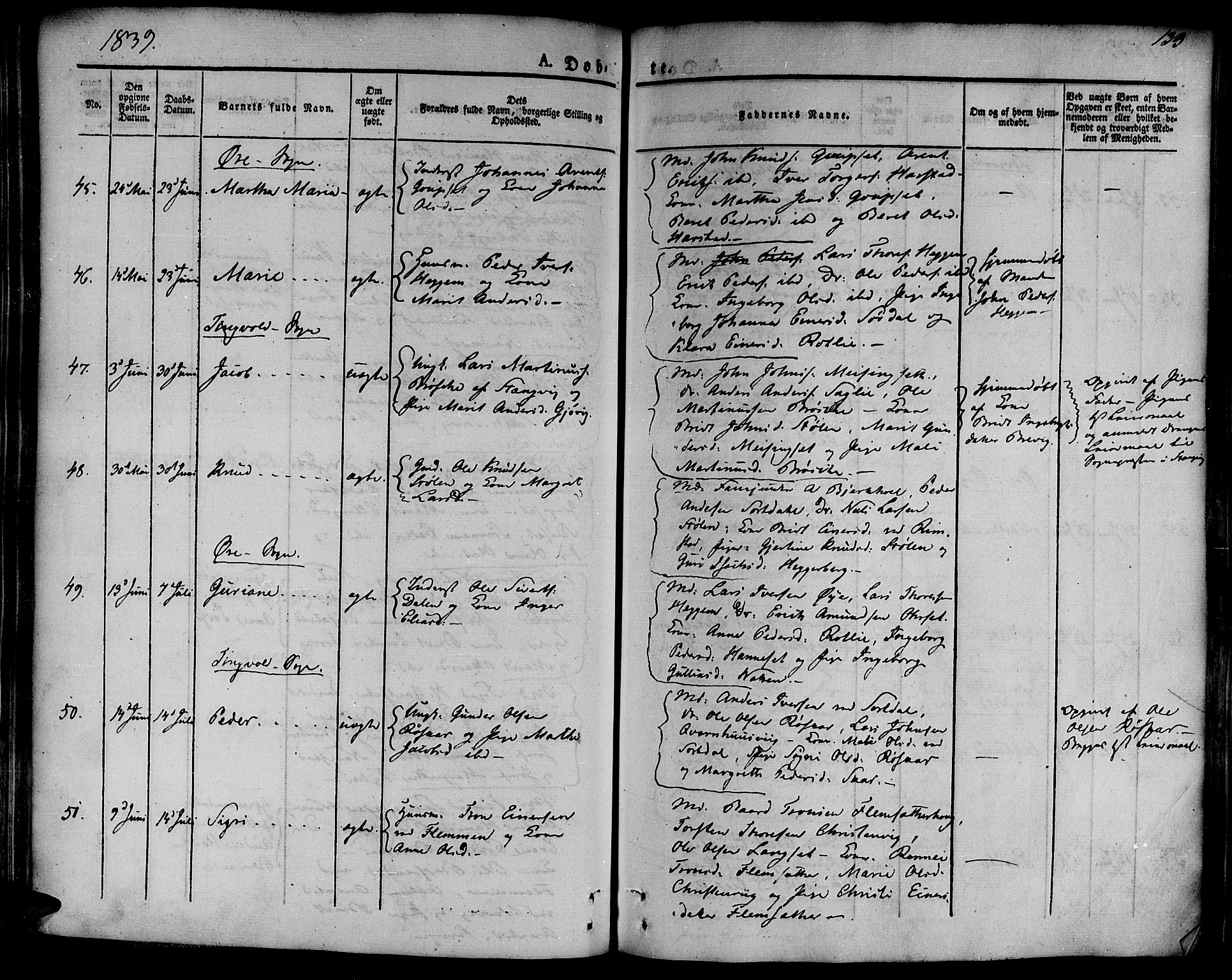 Ministerialprotokoller, klokkerbøker og fødselsregistre - Møre og Romsdal, AV/SAT-A-1454/586/L0983: Parish register (official) no. 586A09, 1829-1843, p. 133