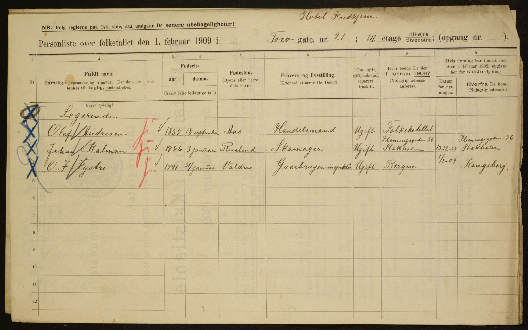 OBA, Municipal Census 1909 for Kristiania, 1909, p. 103477