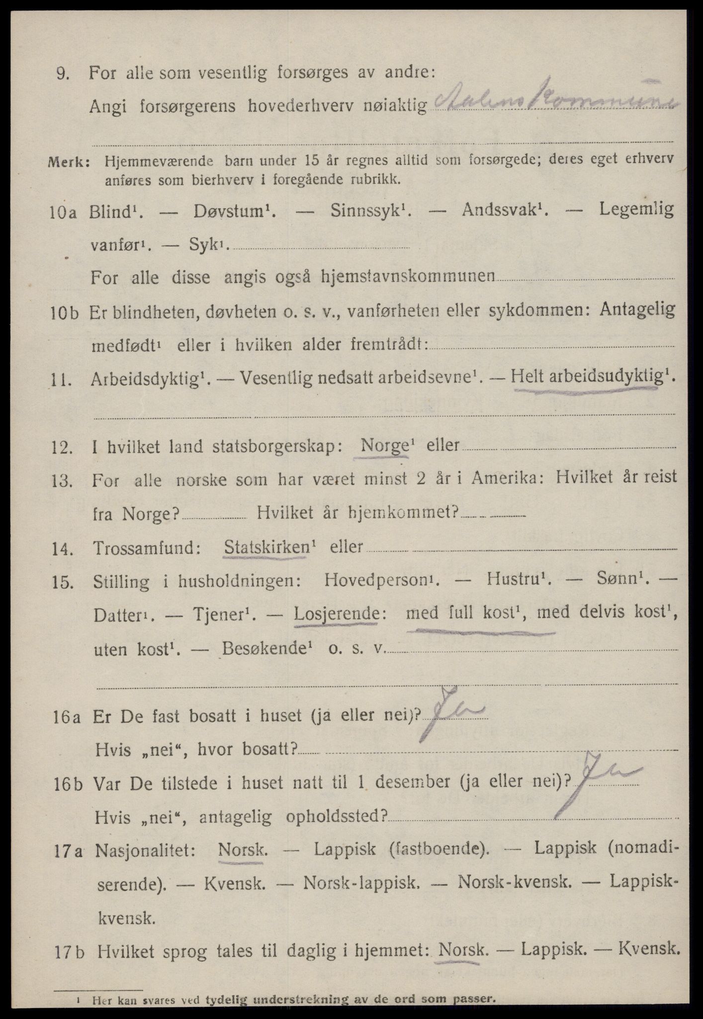 SAT, 1920 census for Ålen, 1920, p. 3589