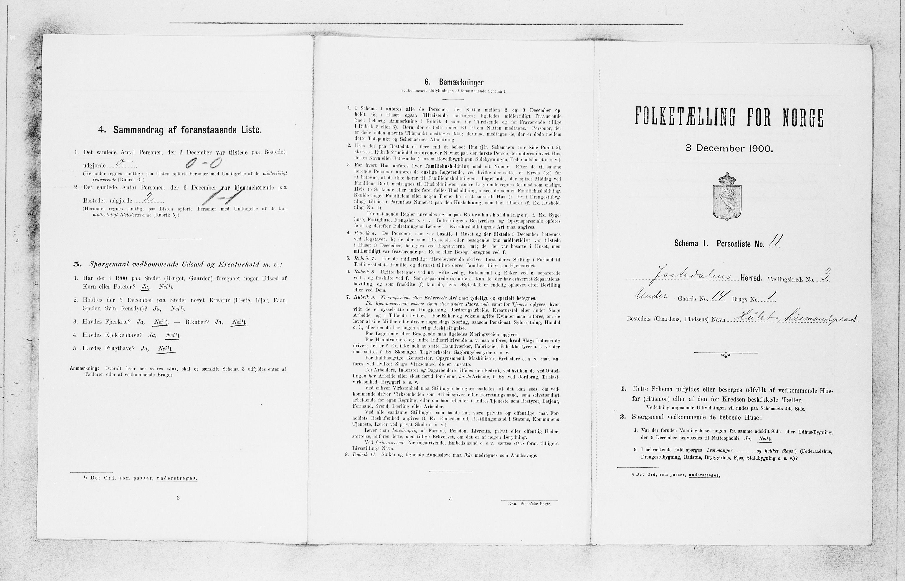 SAB, 1900 census for Jostedal, 1900, p. 136