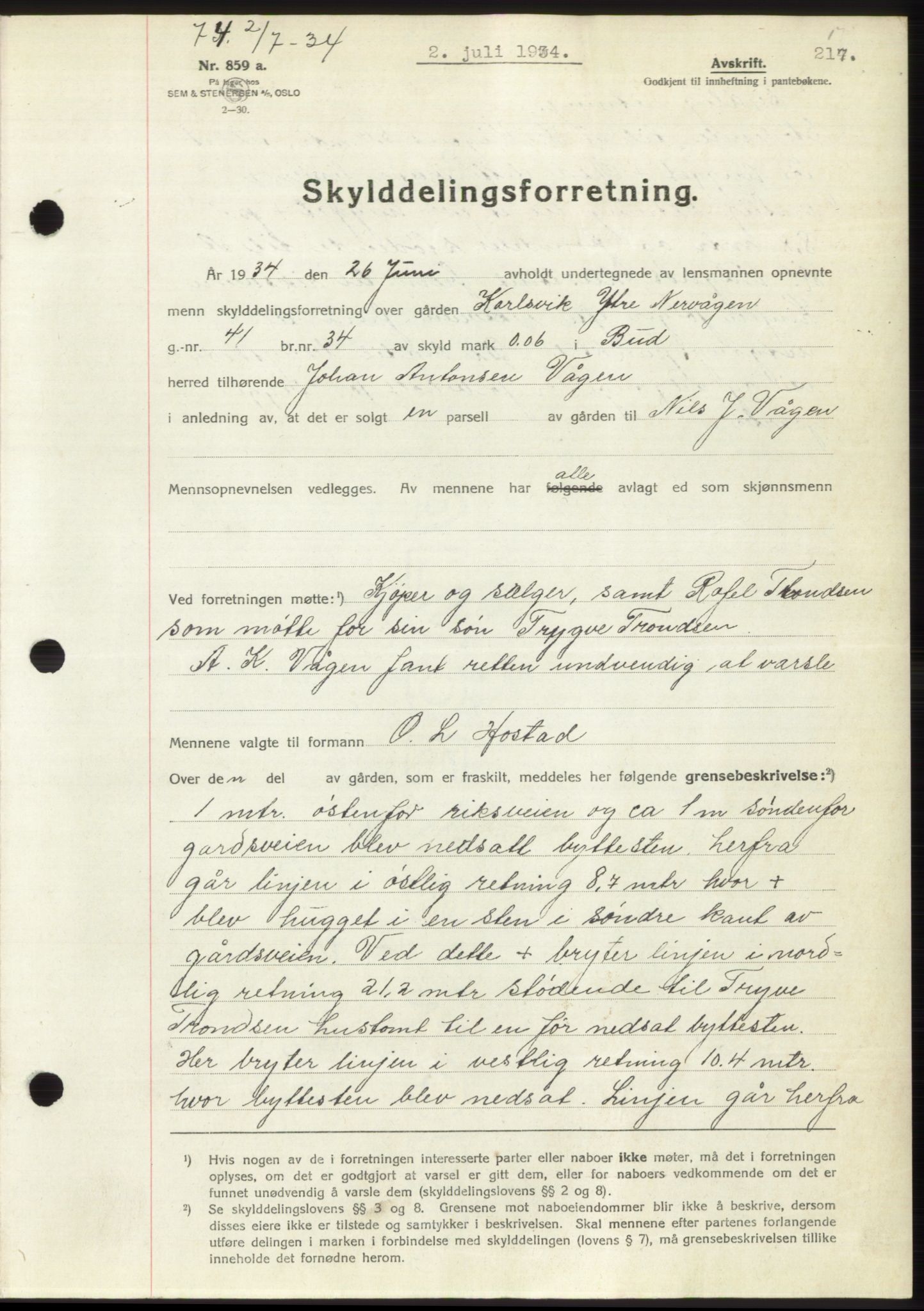 Romsdal sorenskriveri, AV/SAT-A-4149/1/2/2C/L0065: Mortgage book no. 59, 1934-1934, Deed date: 02.07.1934