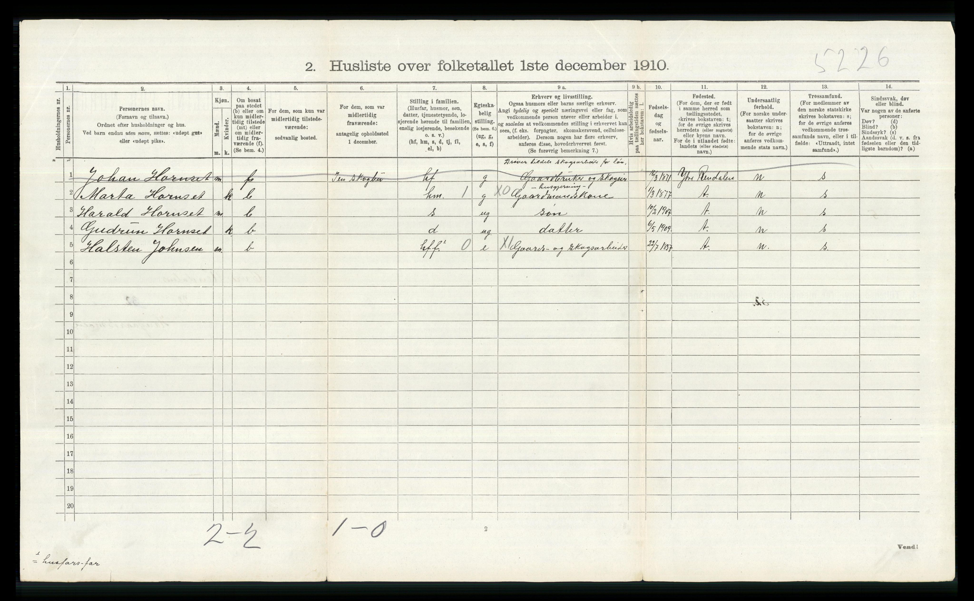 RA, 1910 census for Øvre Rendal, 1910, p. 179