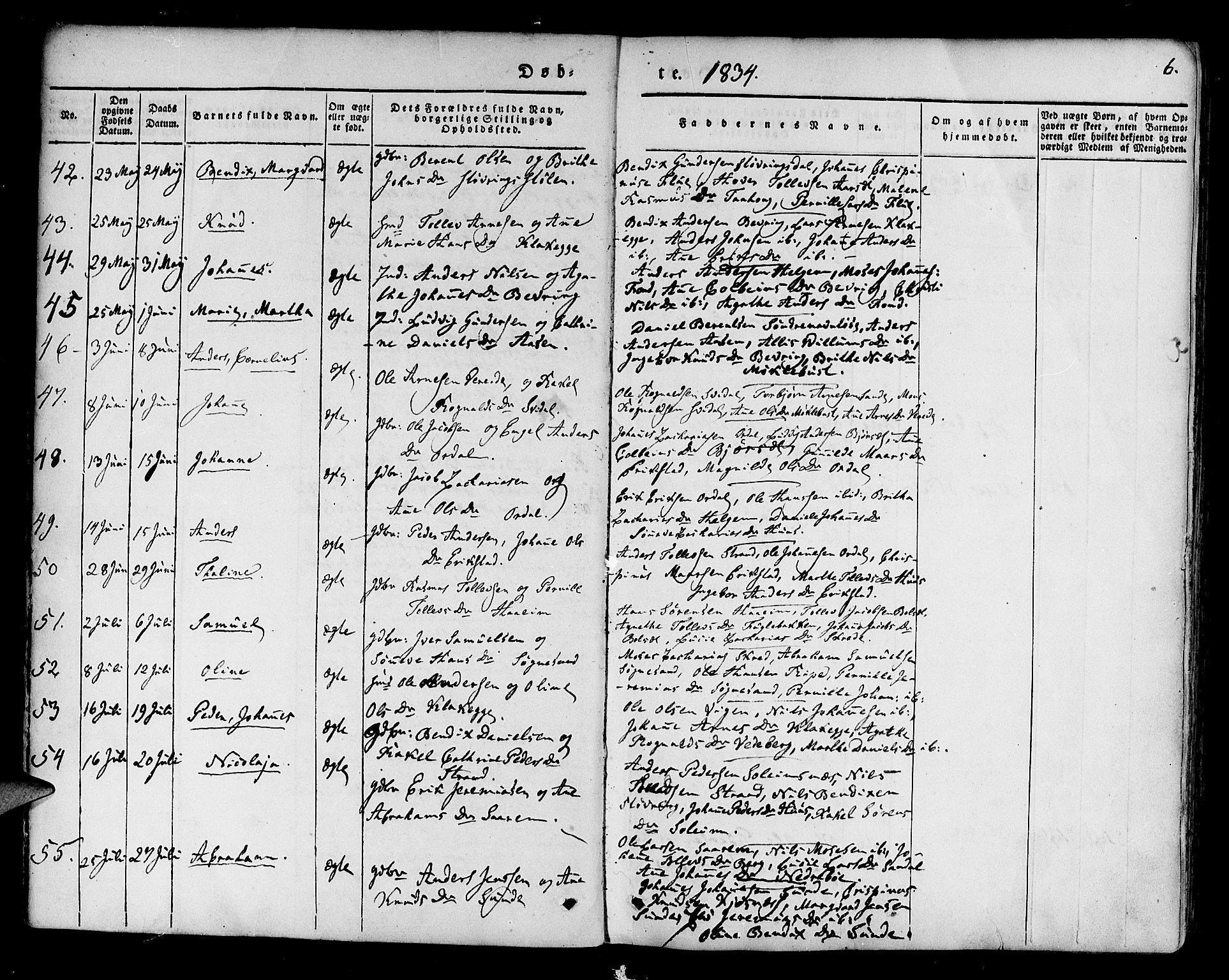 Jølster sokneprestembete, AV/SAB-A-80701/H/Haa/Haaa/L0009: Parish register (official) no. A 9, 1833-1848, p. 6