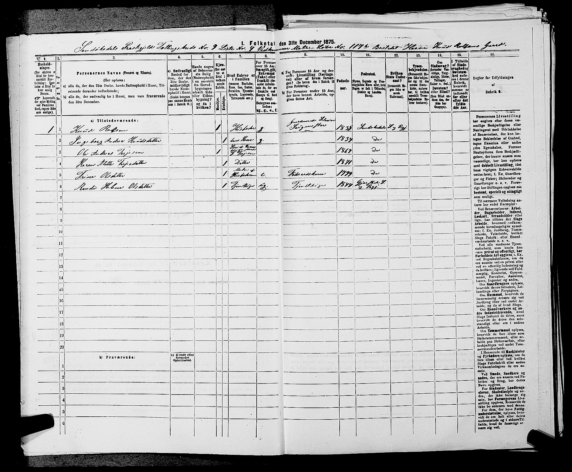 SAKO, 1875 census for 0816P Sannidal, 1875, p. 644