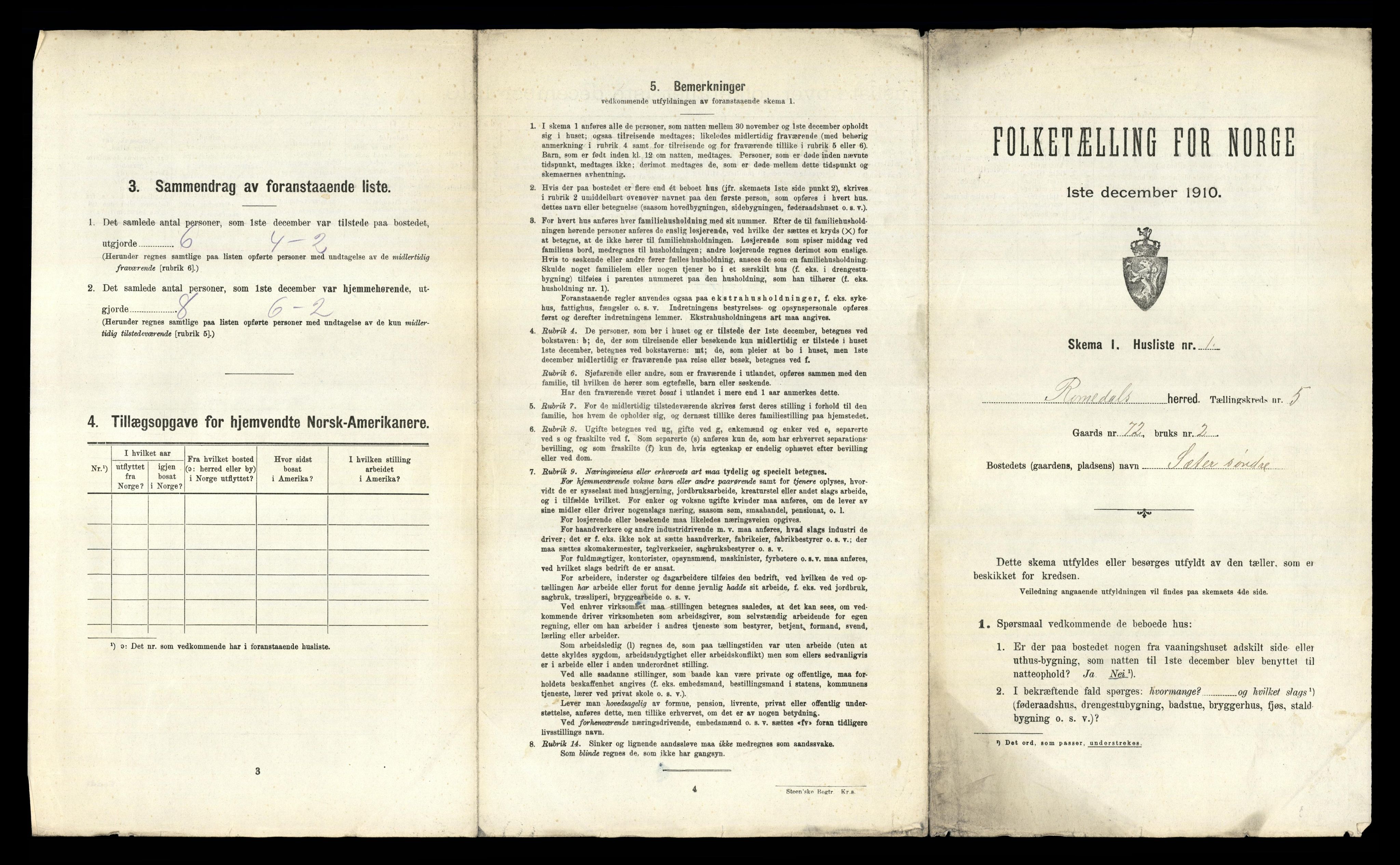 RA, 1910 census for Romedal, 1910, p. 947