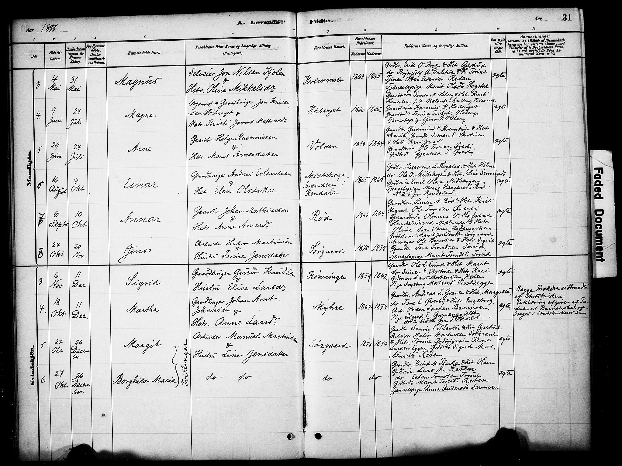 Tynset prestekontor, AV/SAH-PREST-058/H/Ha/Haa/L0023: Parish register (official) no. 23, 1880-1901, p. 31