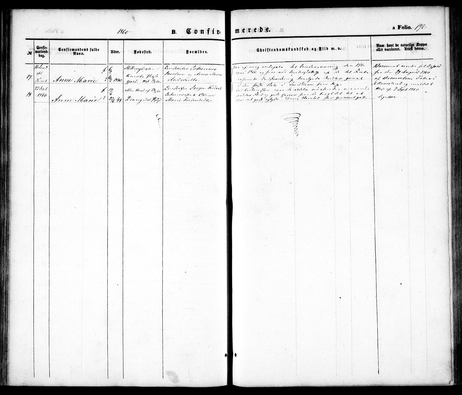 Hommedal sokneprestkontor, SAK/1111-0023/F/Fa/Fab/L0004: Parish register (official) no. A 4, 1848-1860, p. 190