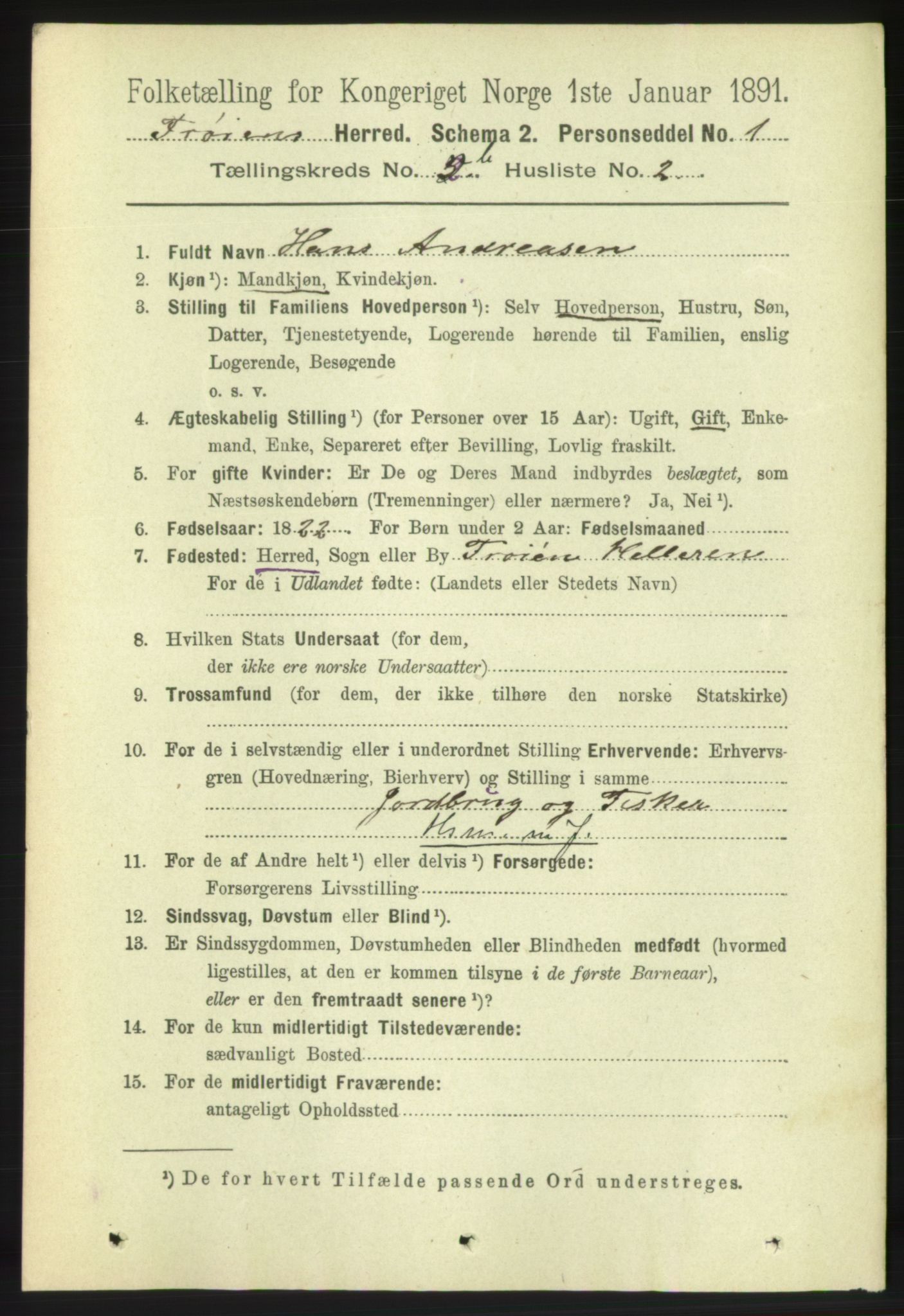 RA, 1891 census for 1619 Frøya, 1891, p. 1401