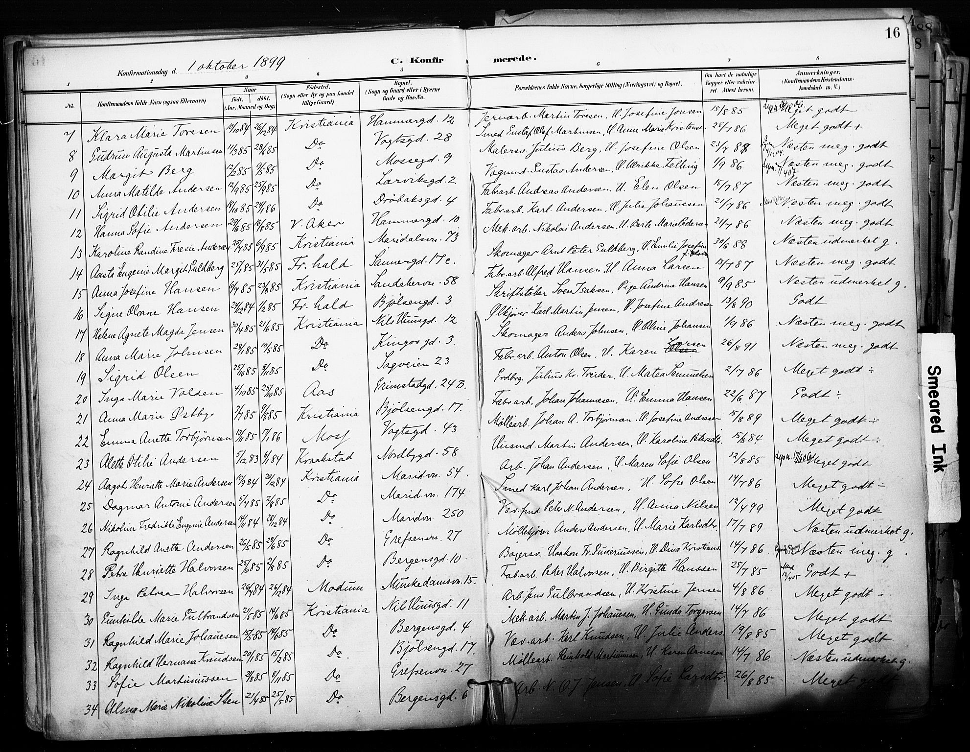 Sagene prestekontor Kirkebøker, AV/SAO-A-10796/F/L0005: Parish register (official) no. 5, 1898-1911, p. 16