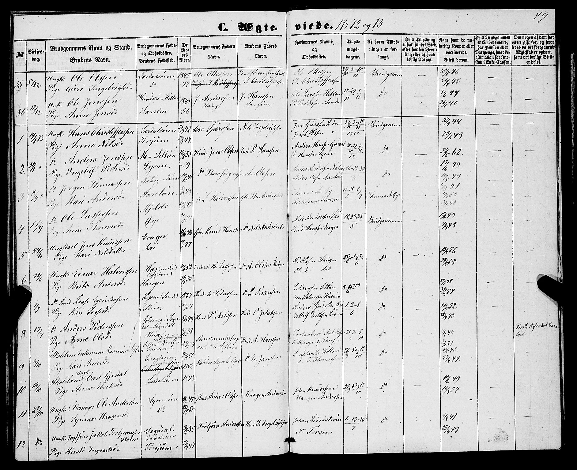 Lærdal sokneprestembete, SAB/A-81201: Parish register (official) no. A 15, 1853-1877, p. 49