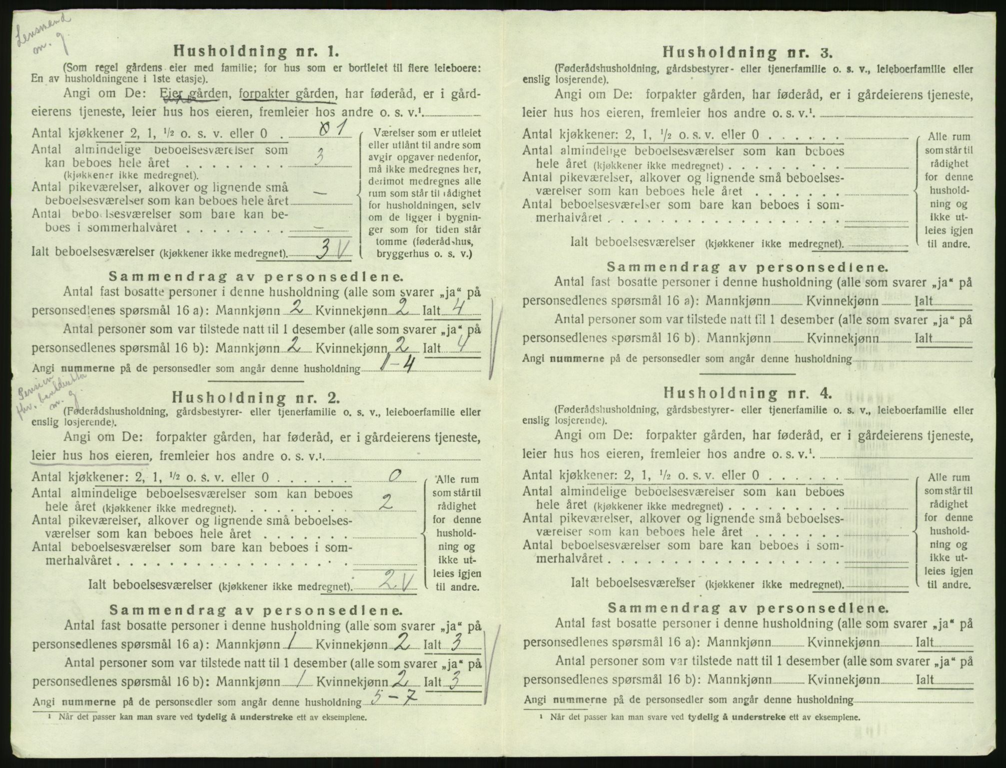 SAK, 1920 census for Hornnes, 1920, p. 288