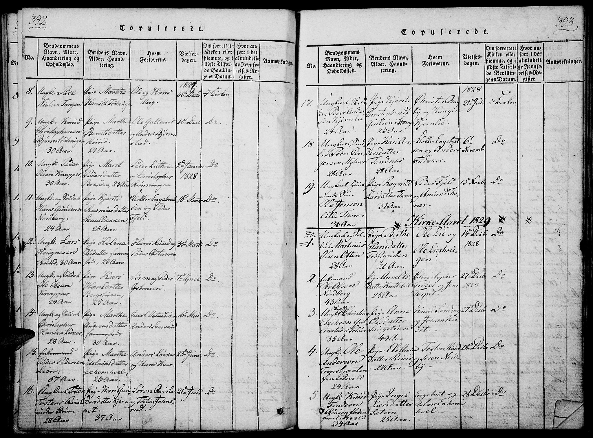 Nord-Odal prestekontor, AV/SAH-PREST-032/H/Ha/Haa/L0001: Parish register (official) no. 1, 1819-1838, p. 392-393