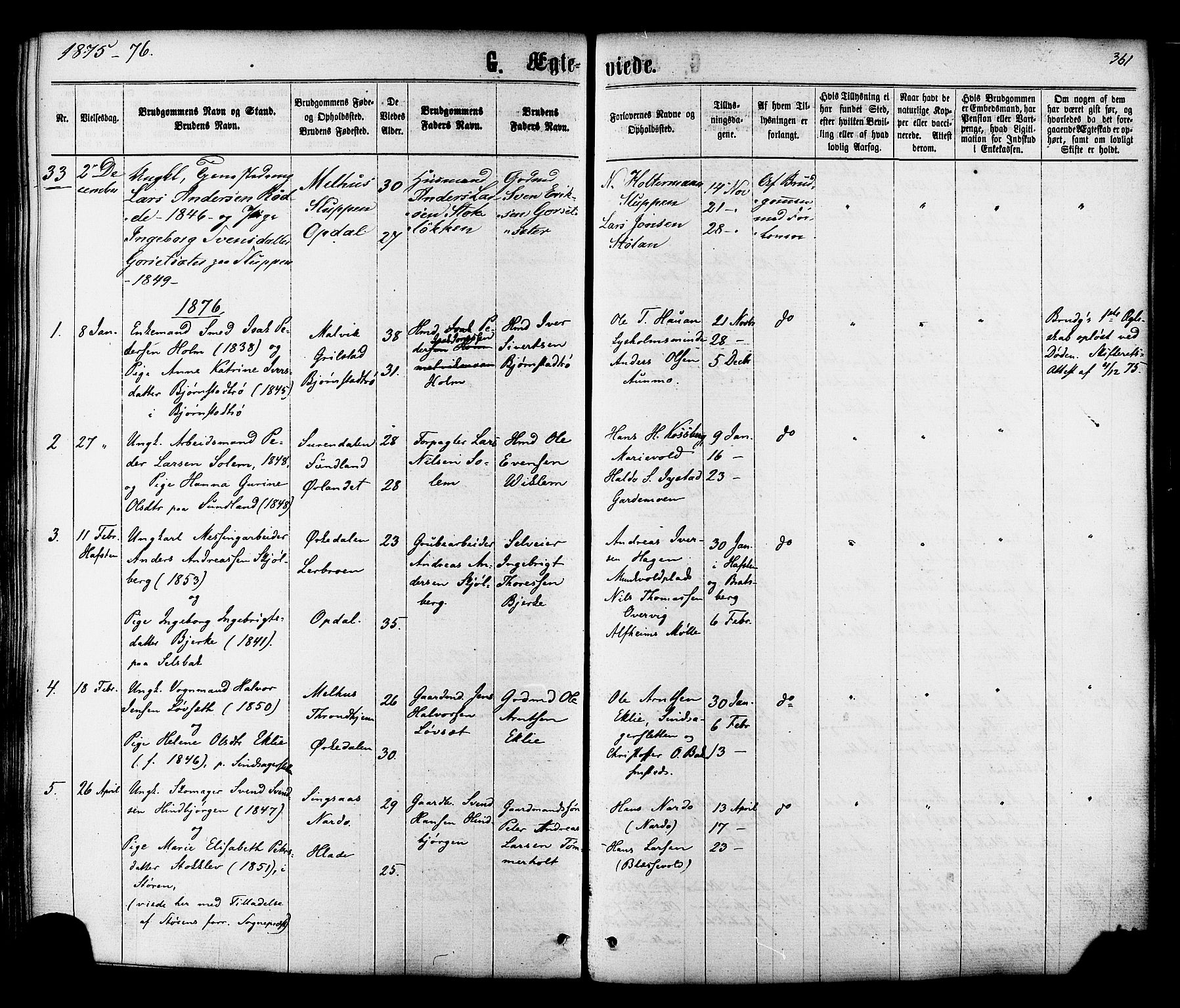 Ministerialprotokoller, klokkerbøker og fødselsregistre - Sør-Trøndelag, SAT/A-1456/606/L0293: Parish register (official) no. 606A08, 1866-1877, p. 361