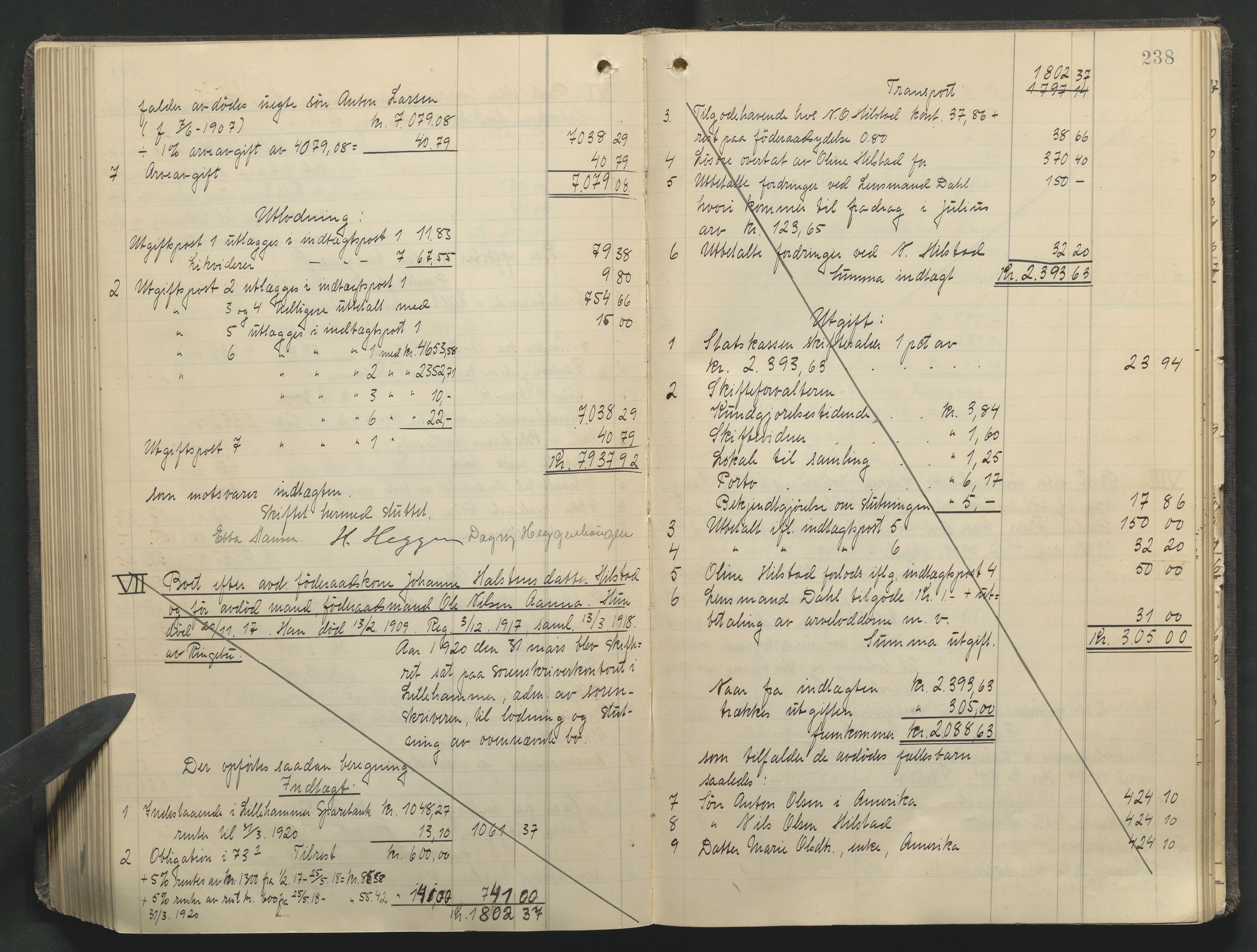 Sør-Gudbrandsdal tingrett, AV/SAH-TING-004/J/Ja/Jae/L0002: Skifteutlodningsprotokoll - landet, 1912-1921, p. 238