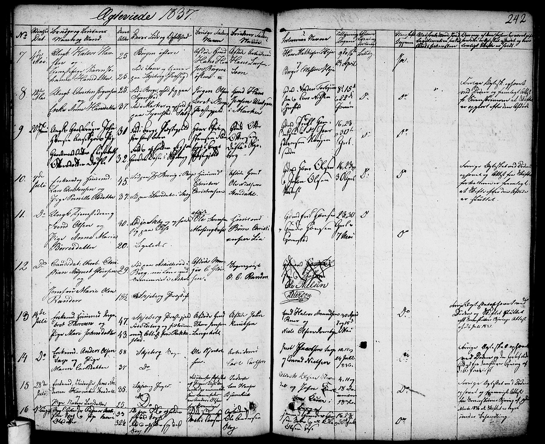 Skjeberg prestekontor Kirkebøker, AV/SAO-A-10923/F/Fa/L0005: Parish register (official) no. I 5, 1830-1845, p. 242