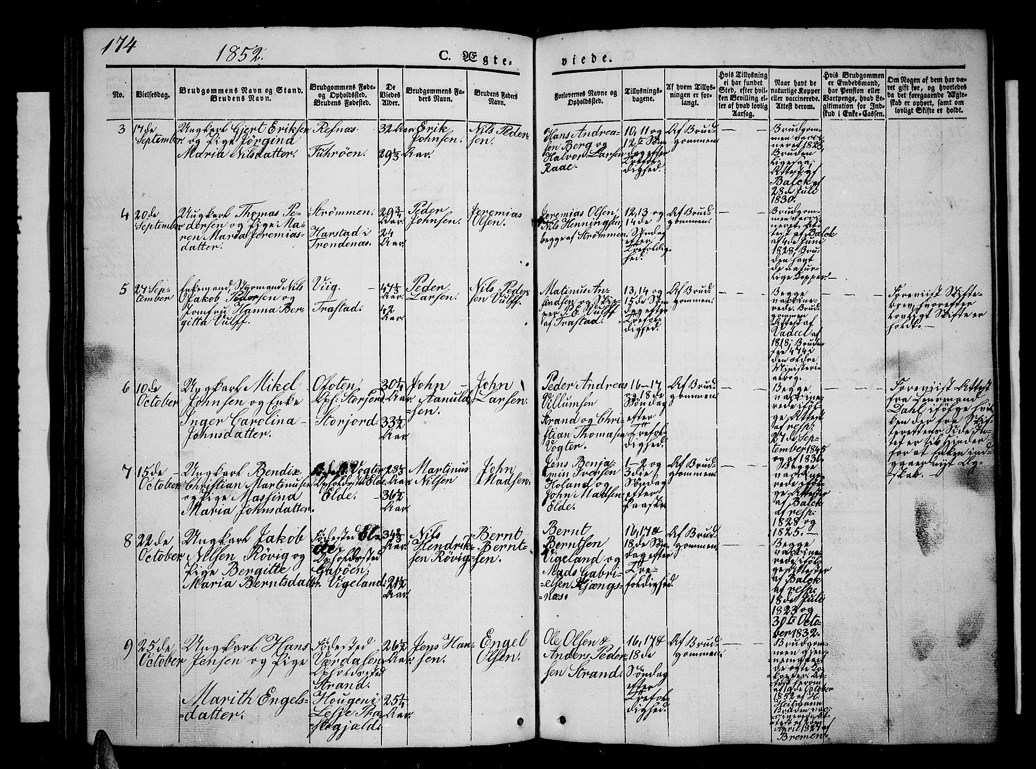 Kvæfjord sokneprestkontor, AV/SATØ-S-1323/G/Ga/Gab/L0002klokker: Parish register (copy) no. 2, 1841-1855, p. 174