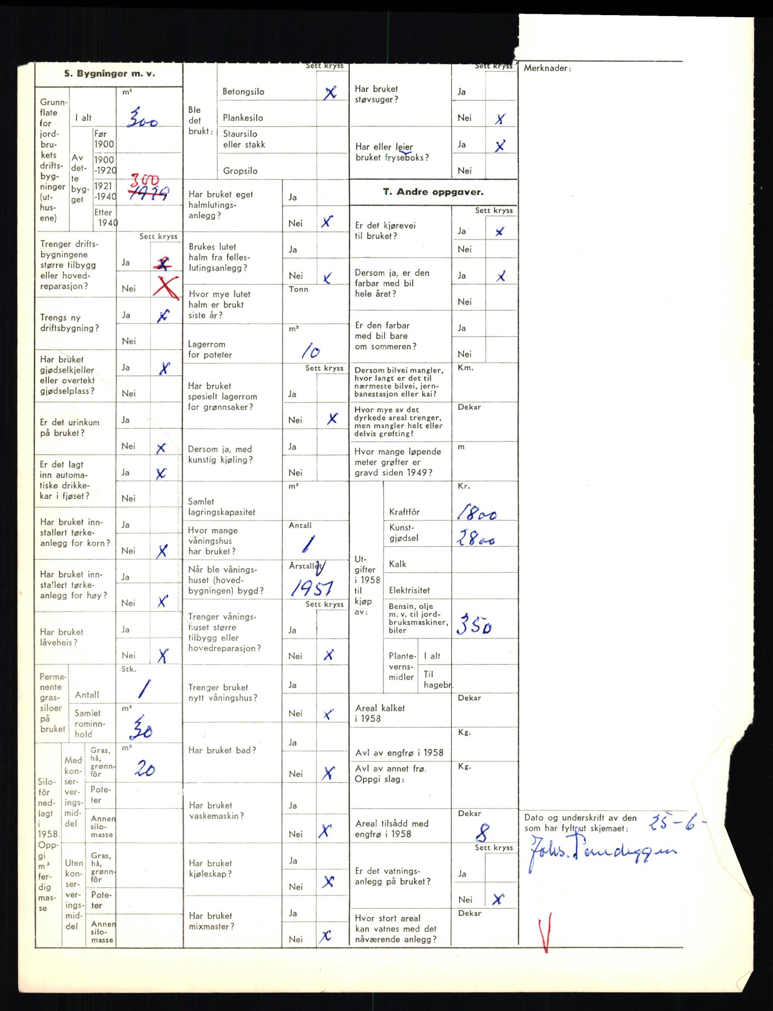 Statistisk sentralbyrå, Næringsøkonomiske emner, Jordbruk, skogbruk, jakt, fiske og fangst, AV/RA-S-2234/G/Gd/L0655: Troms: 1924 Målselv (kl. 4-10), 1959, p. 2196