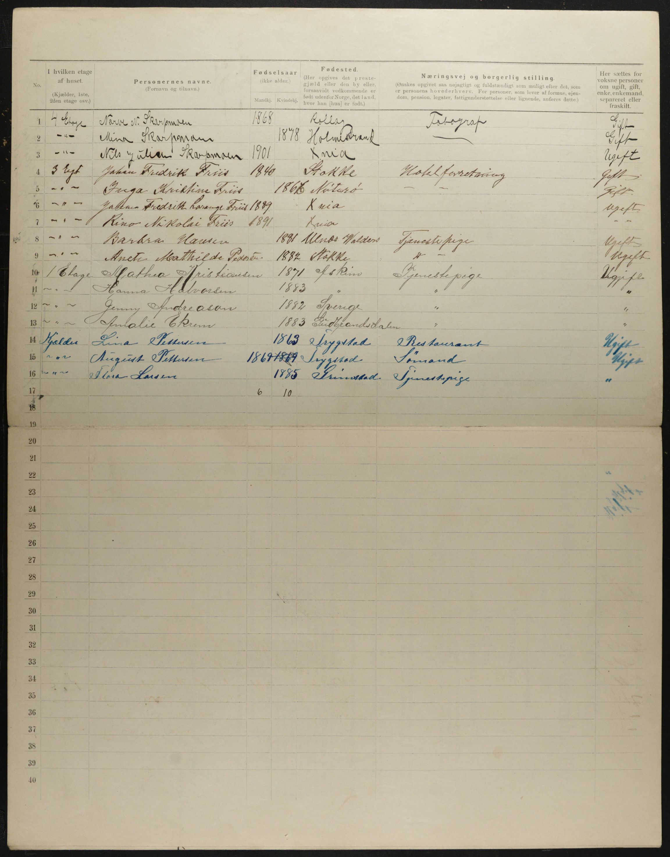 OBA, Municipal Census 1901 for Kristiania, 1901, p. 2824