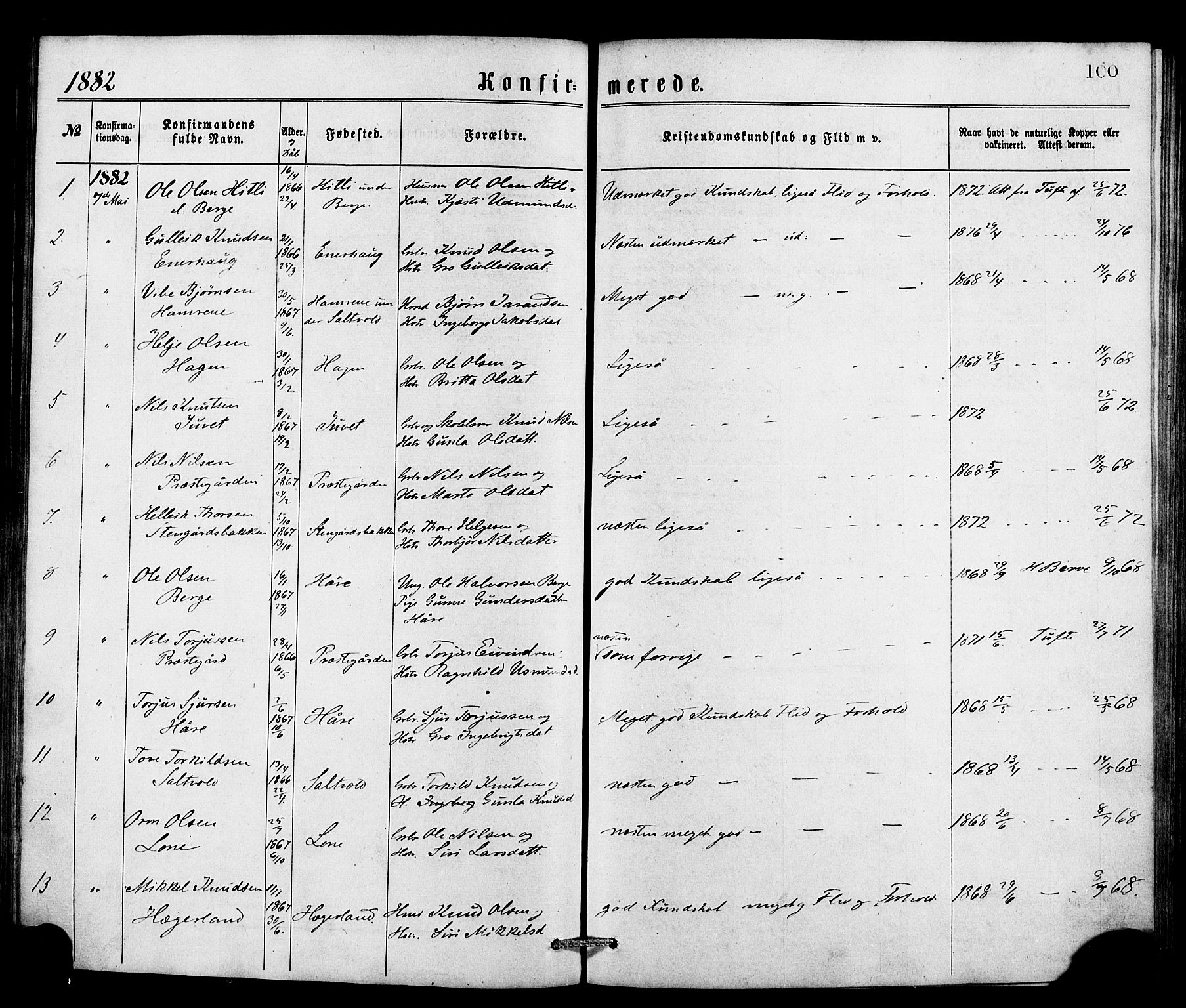 Røldal sokneprestembete, SAB/A-100247: Parish register (official) no. A 4, 1870-1886, p. 100