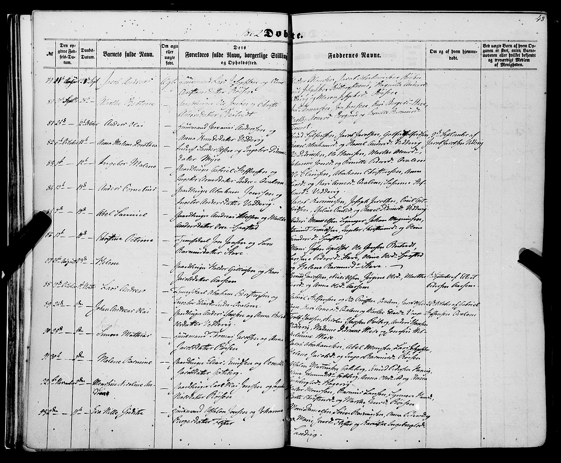 Selje sokneprestembete, AV/SAB-A-99938/H/Ha/Haa/Haaa: Parish register (official) no. A 11, 1858-1870, p. 43