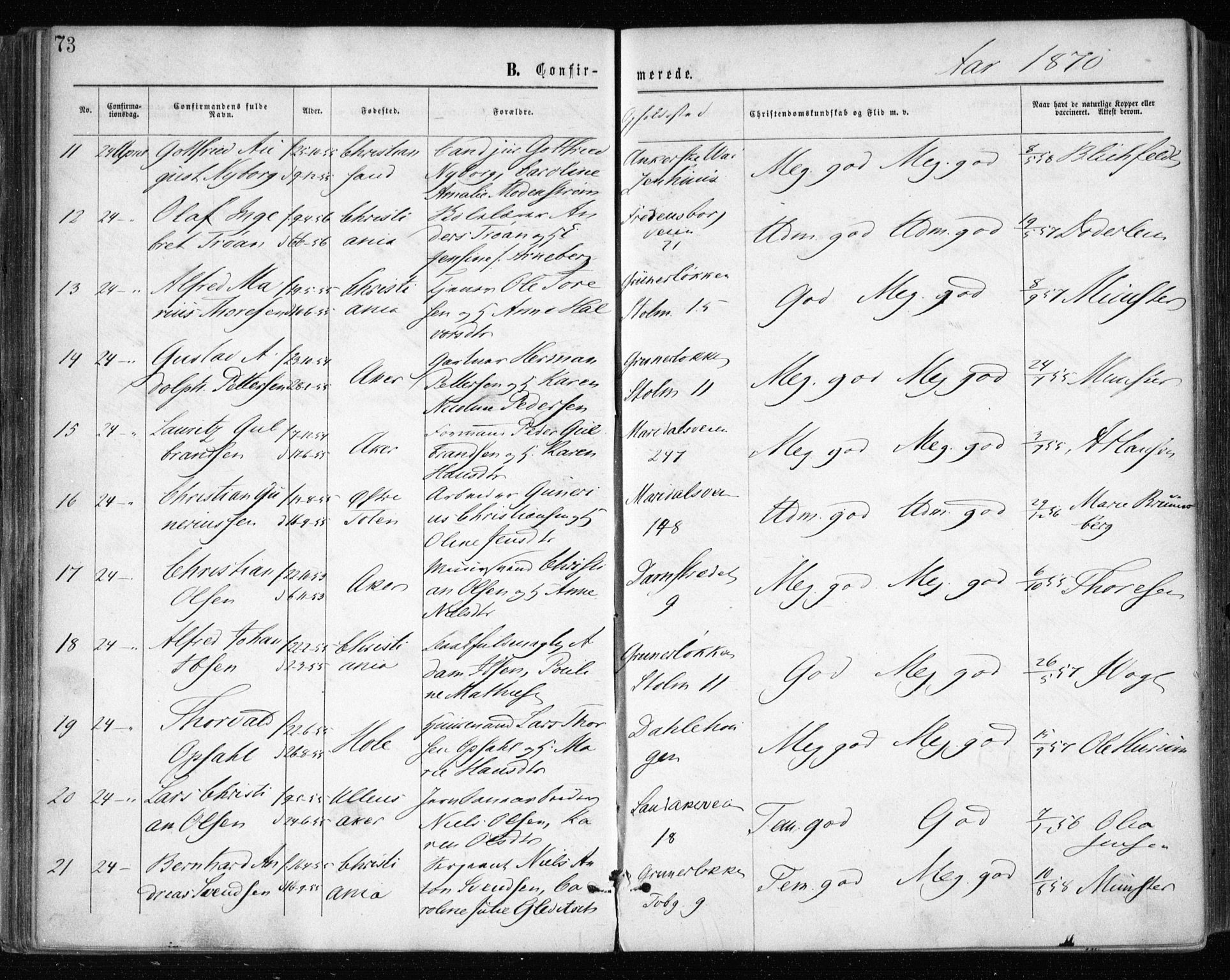 Gamle Aker prestekontor Kirkebøker, AV/SAO-A-10617a/F/L0003: Parish register (official) no. 3, 1865-1873, p. 73